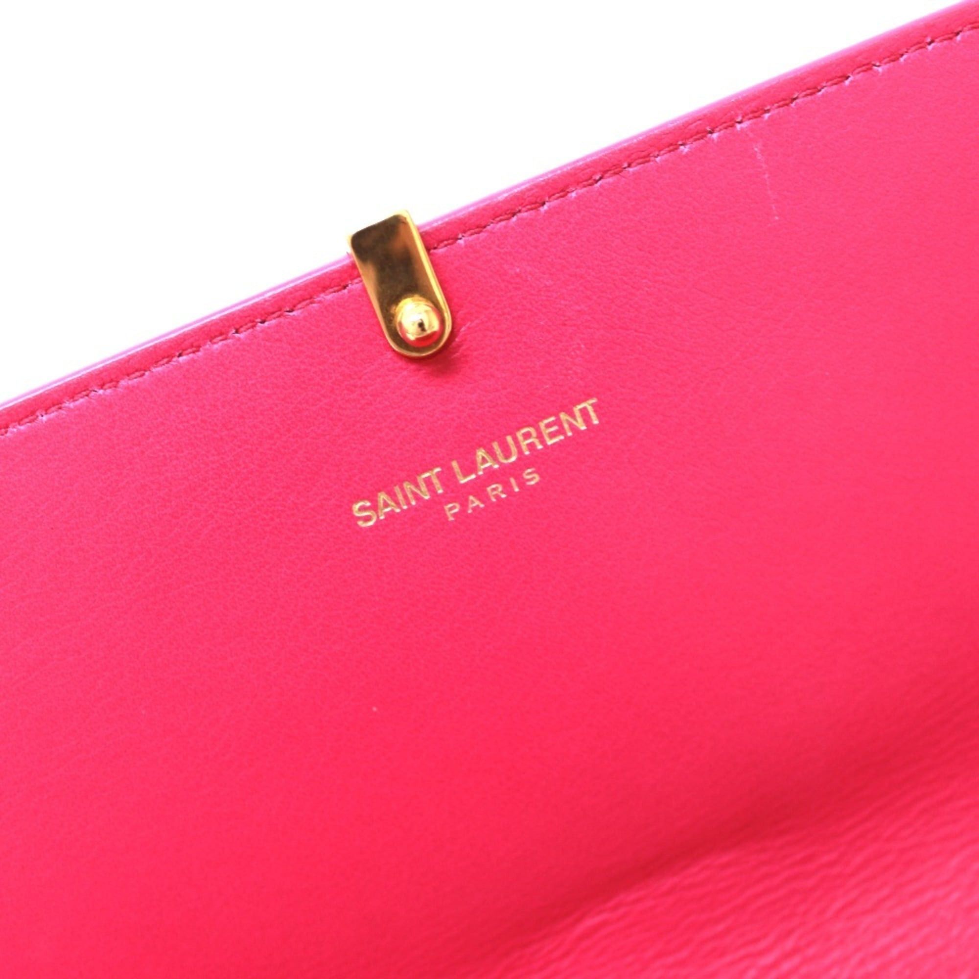 Yves Saint Laurent Yves Saint Laurent SAINT LAURENT PARIS 314995 Y-Line Flap Wallet, Leather, Women's, Pink Size ONE SIZE - 9 Thumbnail