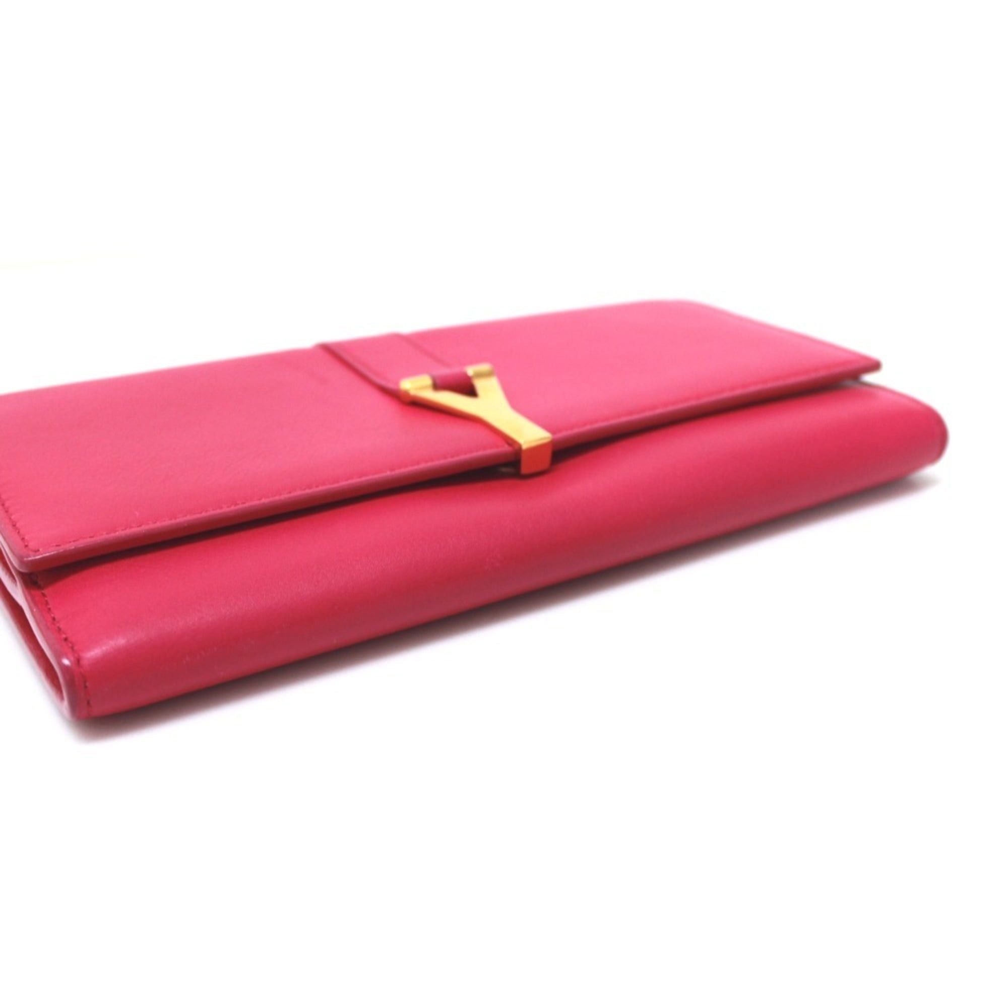 Yves Saint Laurent Yves Saint Laurent SAINT LAURENT PARIS 314995 Y-Line Flap Wallet, Leather, Women's, Pink Size ONE SIZE - 6 Thumbnail