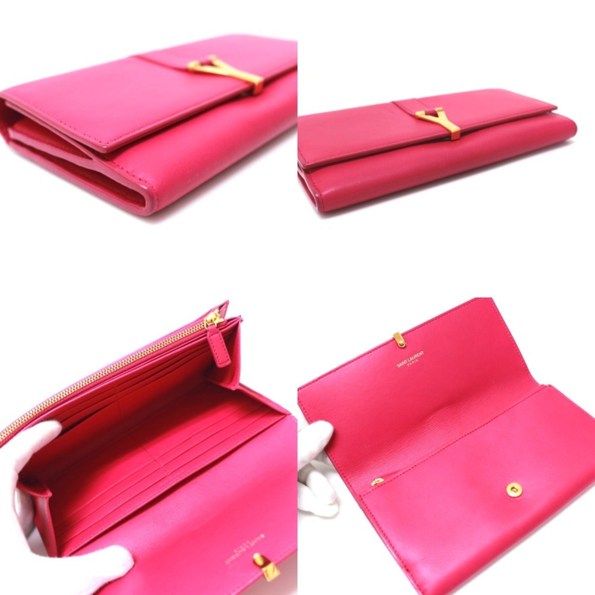 Yves Saint Laurent Yves Saint Laurent SAINT LAURENT PARIS 314995 Y-Line Flap Wallet, Leather, Women's, Pink Size ONE SIZE - 11 Thumbnail