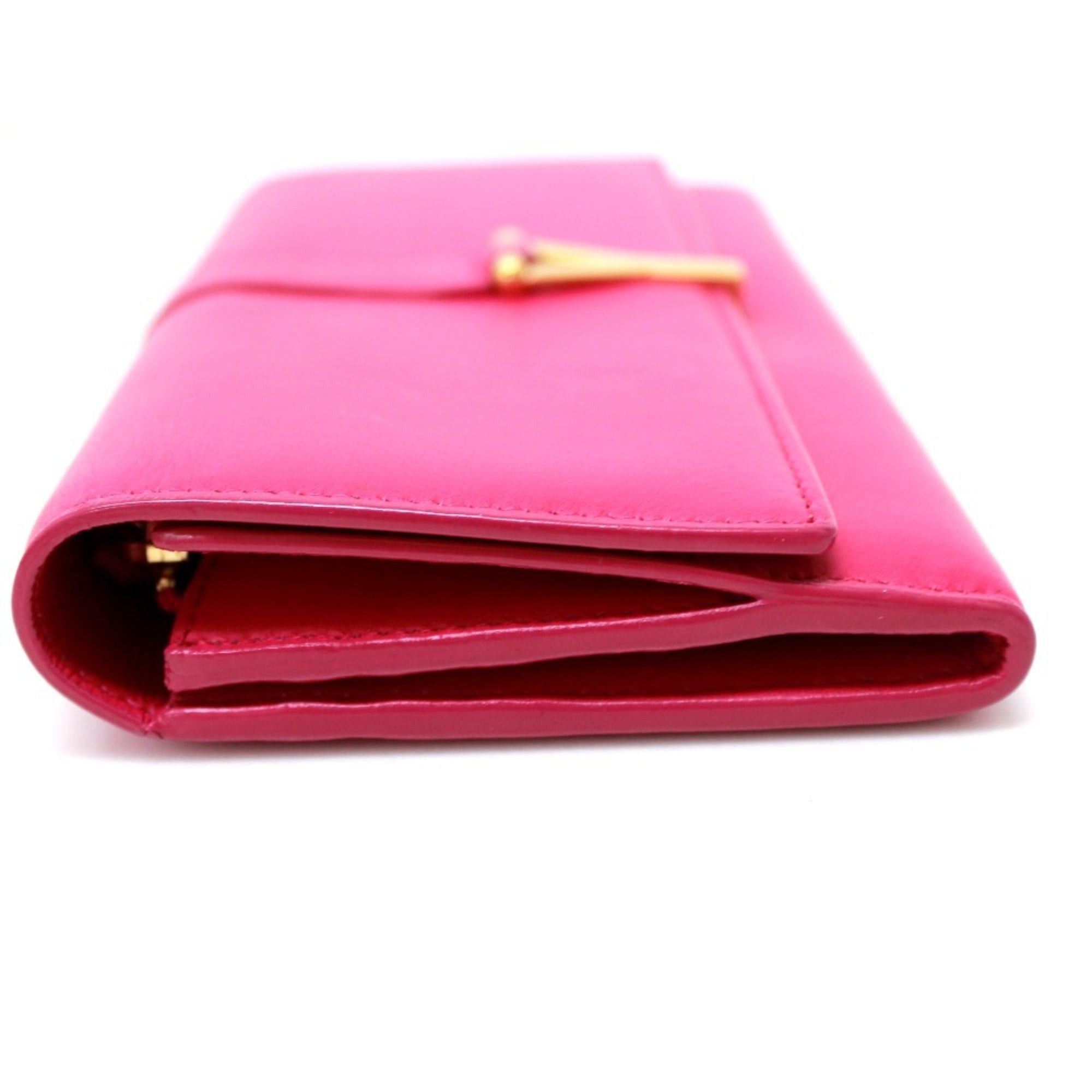 Yves Saint Laurent Yves Saint Laurent SAINT LAURENT PARIS 314995 Y-Line Flap Wallet, Leather, Women's, Pink Size ONE SIZE - 4 Thumbnail