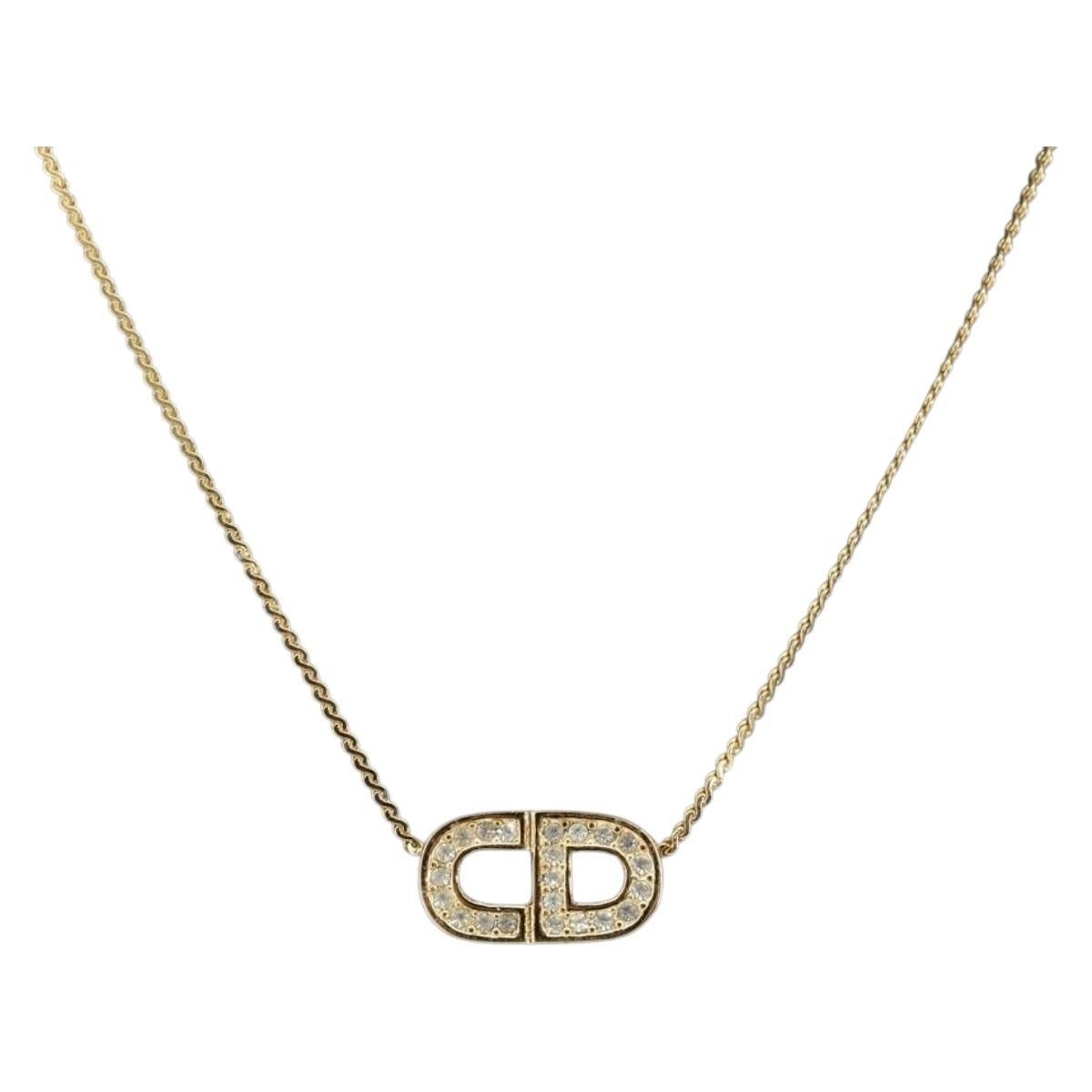 Dior Christian Dior CD Pendant Necklace Metal and Crystals Size ONE SIZE - 2 Thumbnail
