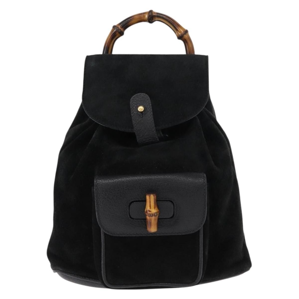 Gucci Gucci Vintage Bamboo Backpack Suede Size ONE SIZE - 18 Thumbnail