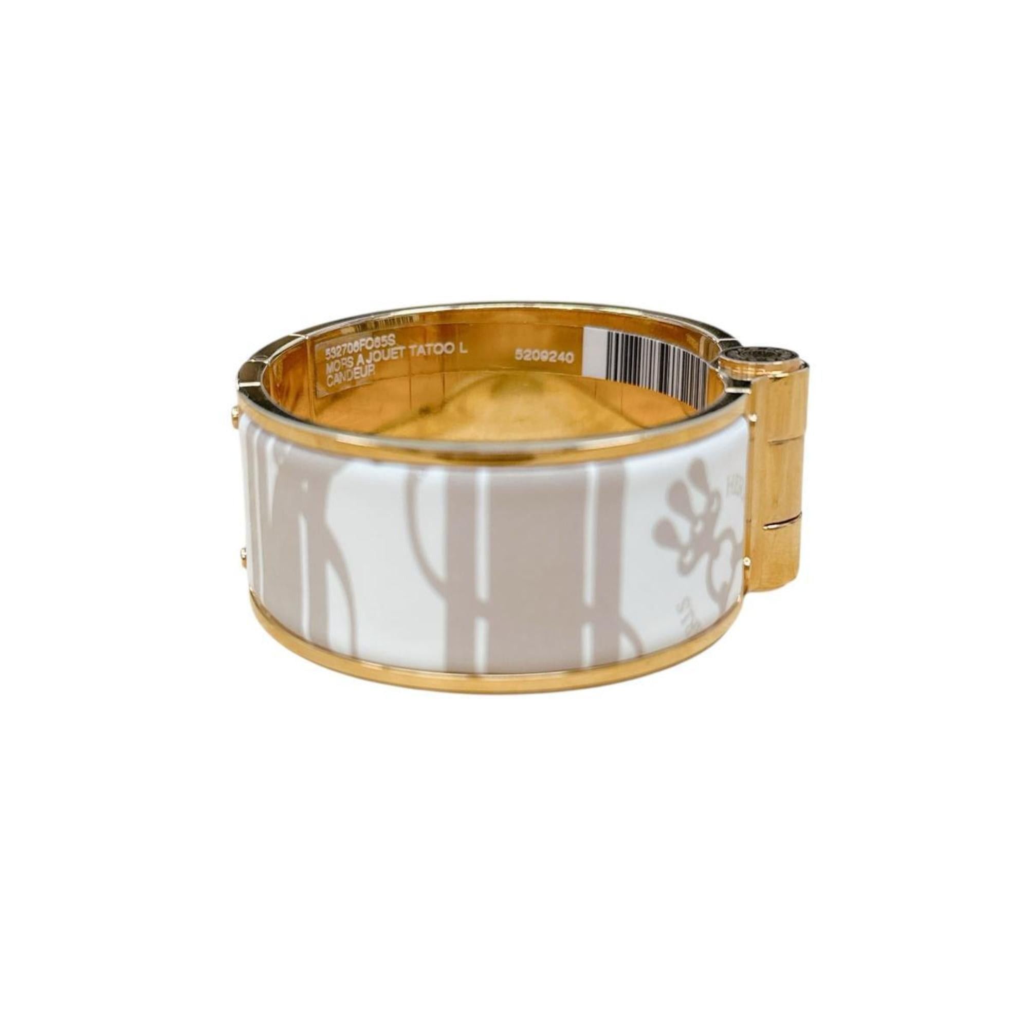 Hermes Hermes Hermès Charnière Bangle Bracelet GP White x Beige Gold Size ONE SIZE - 4 Thumbnail