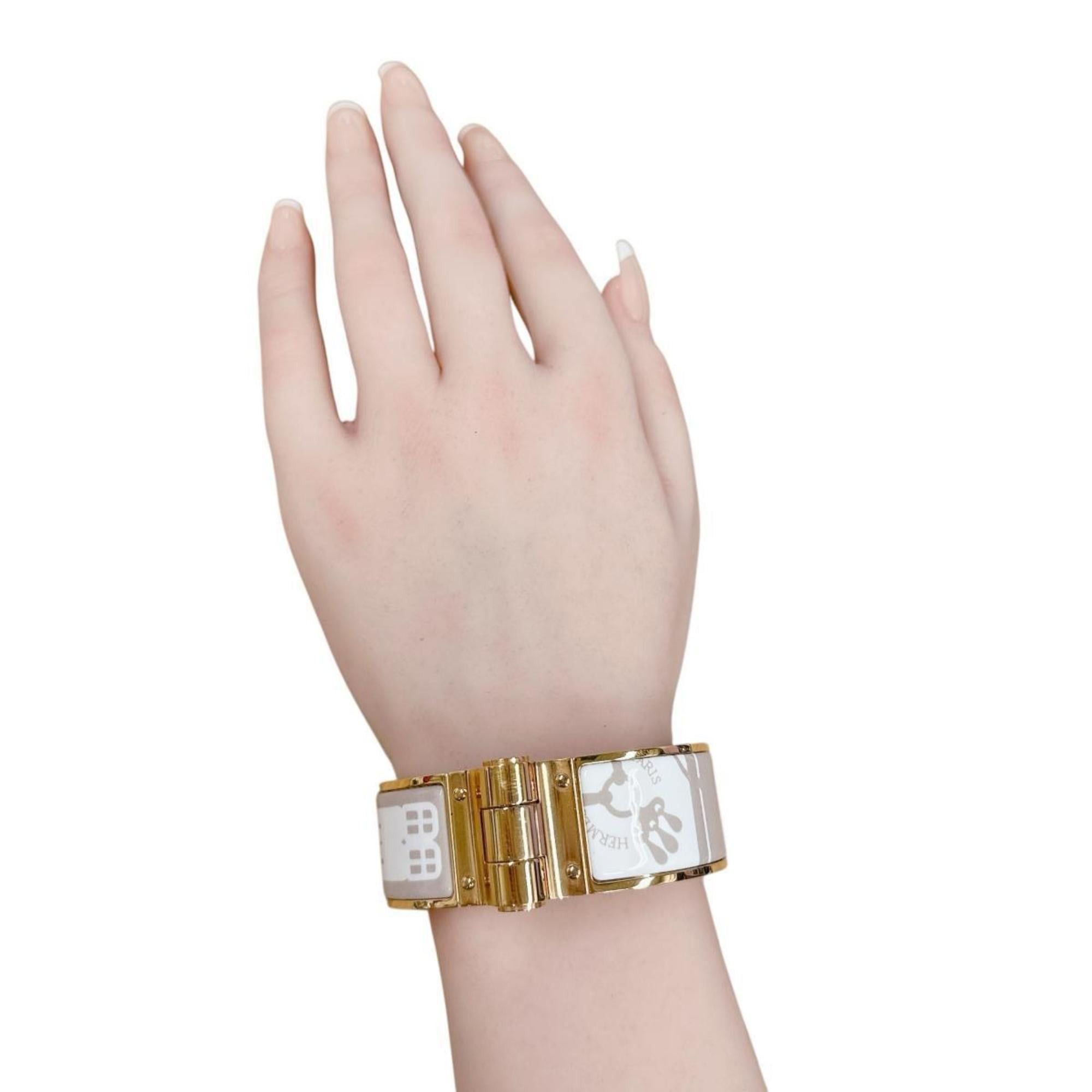 Hermes Hermes Hermès Charnière Bangle Bracelet GP White x Beige Gold Size ONE SIZE - 9 Thumbnail