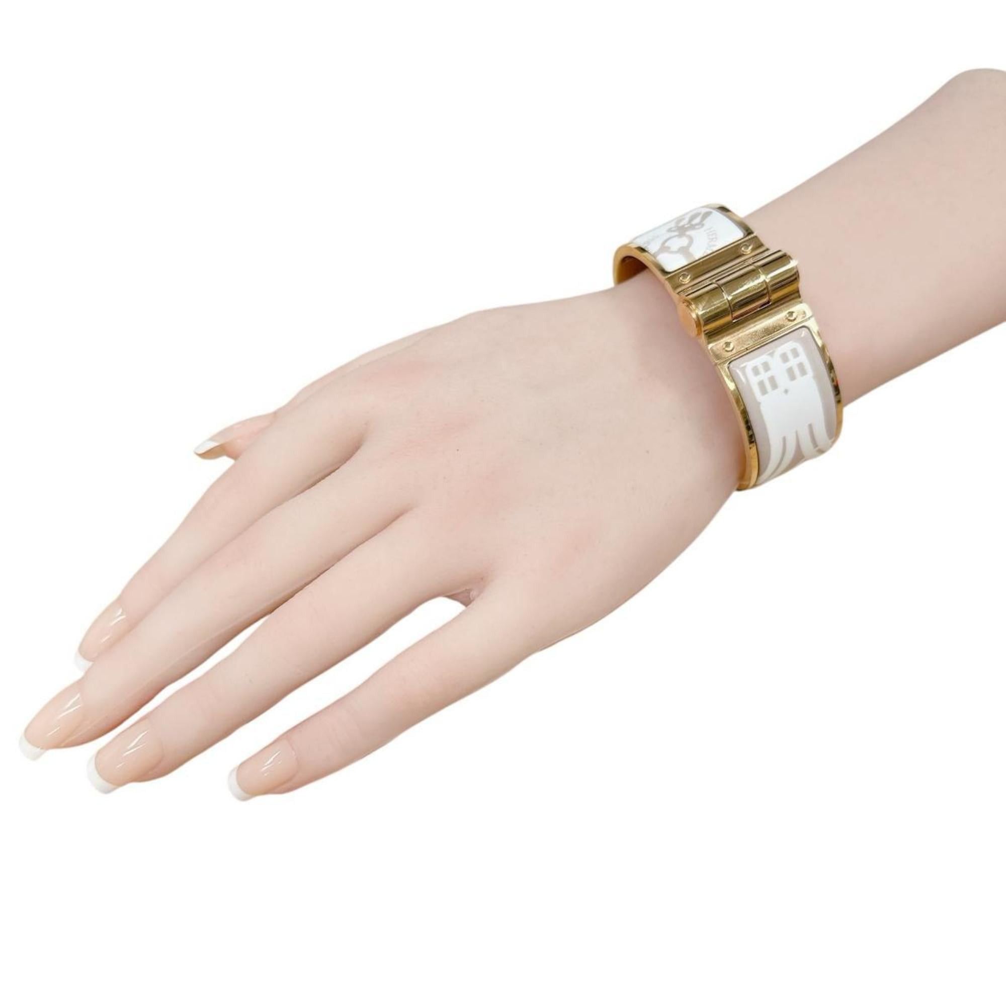 Hermes Hermes Hermès Charnière Bangle Bracelet GP White x Beige Gold Size ONE SIZE - 2 Thumbnail