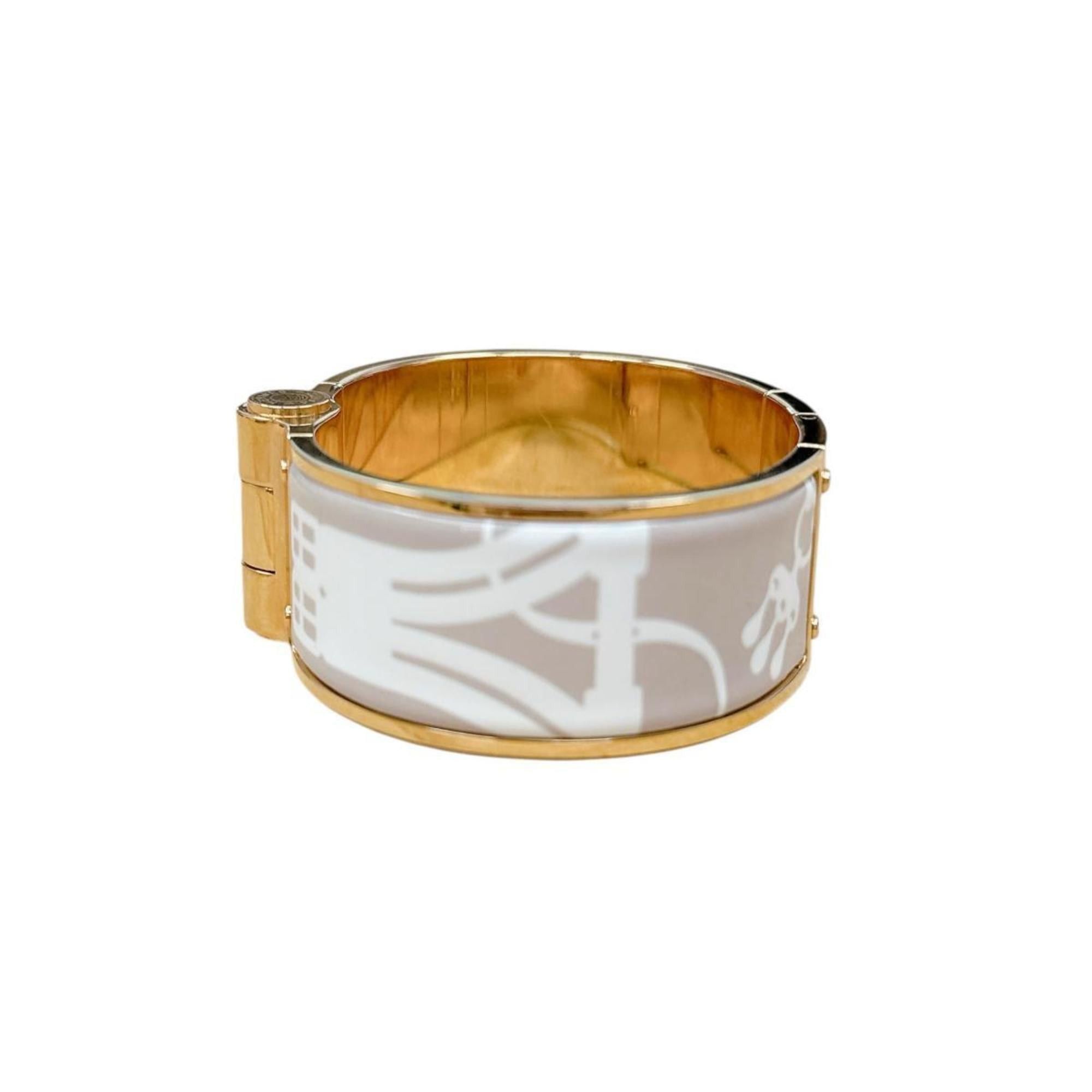 Hermes Hermes Hermès Charnière Bangle Bracelet GP White x Beige Gold Size ONE SIZE - 5 Thumbnail