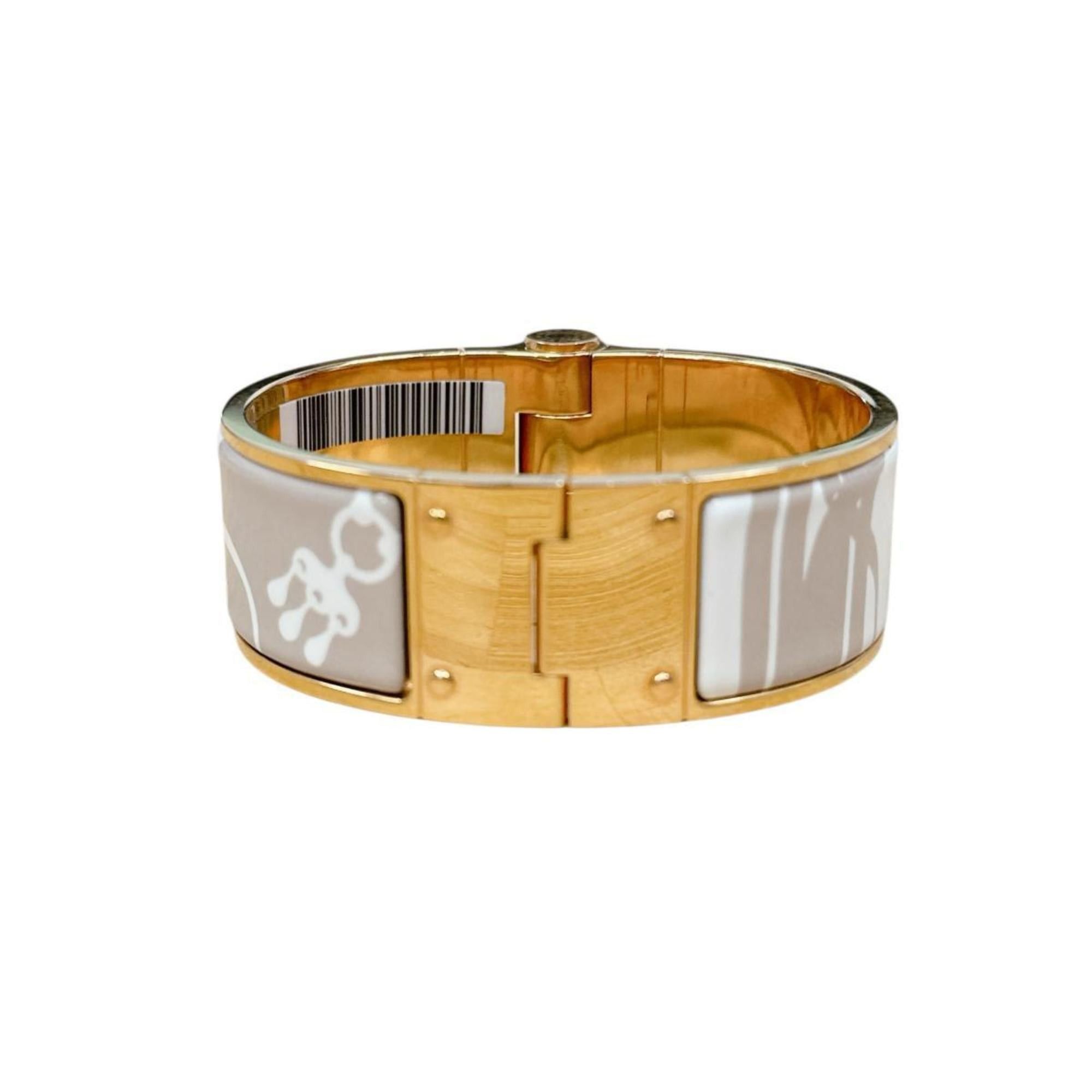 Hermes Hermes Hermès Charnière Bangle Bracelet GP White x Beige Gold Size ONE SIZE - 6 Thumbnail
