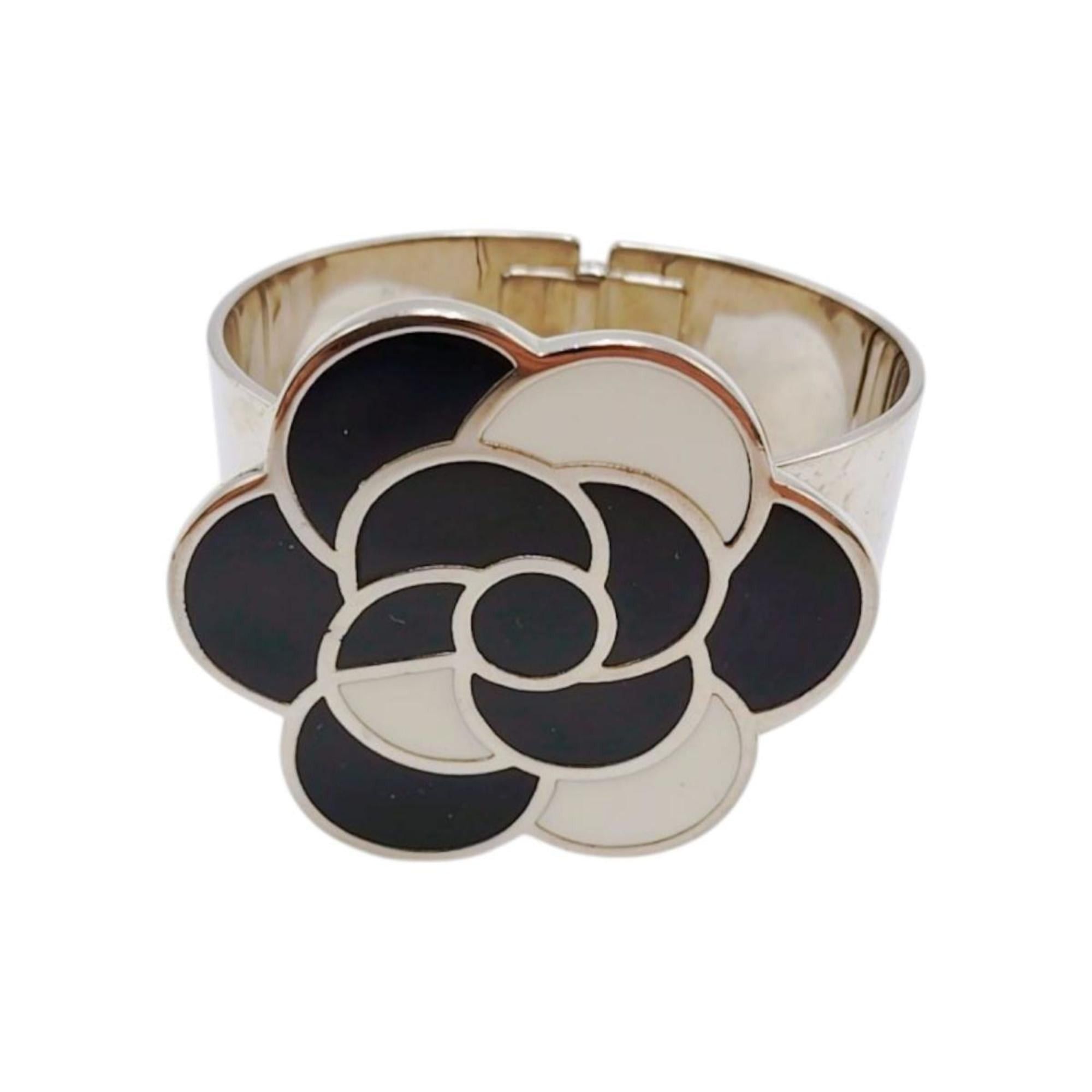 Chanel CHANEL Bangle Bracelet 98P Camellia Metal Black x White Size ONE SIZE - 2 Thumbnail