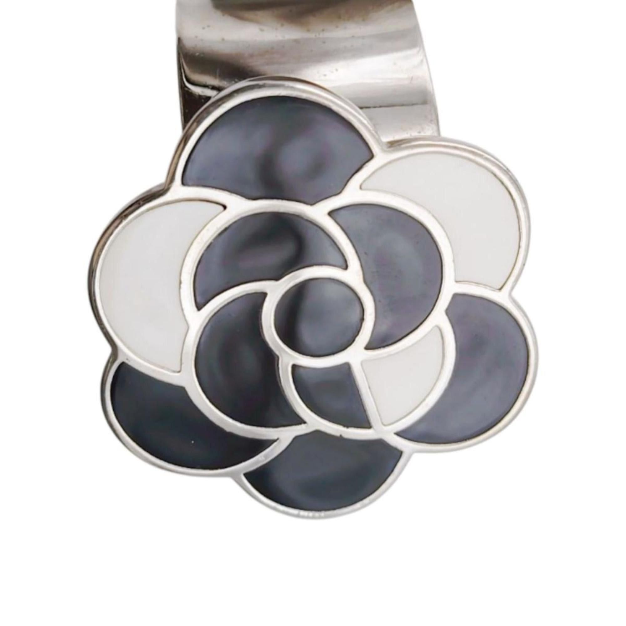 Chanel CHANEL Bangle Bracelet 98P Camellia Metal Black x White Size ONE SIZE - 7 Thumbnail