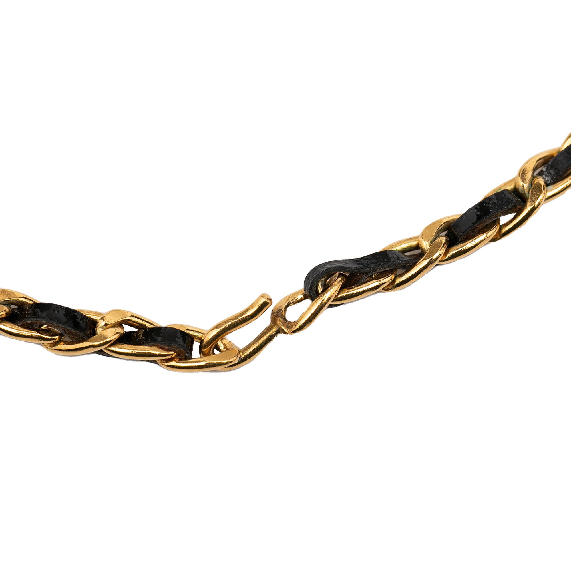 Chanel Chanel Leather and Gold Plated Medallion Bow Pendant Necklace Size ONE SIZE - 3 Thumbnail