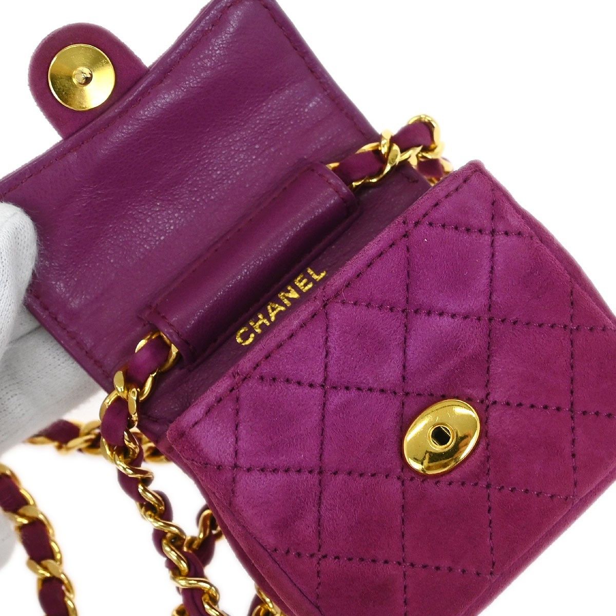 Chanel Chanel Vintage Square Classic Single Flap Bag Quilted Suede Size ONE SIZE - 6 Thumbnail