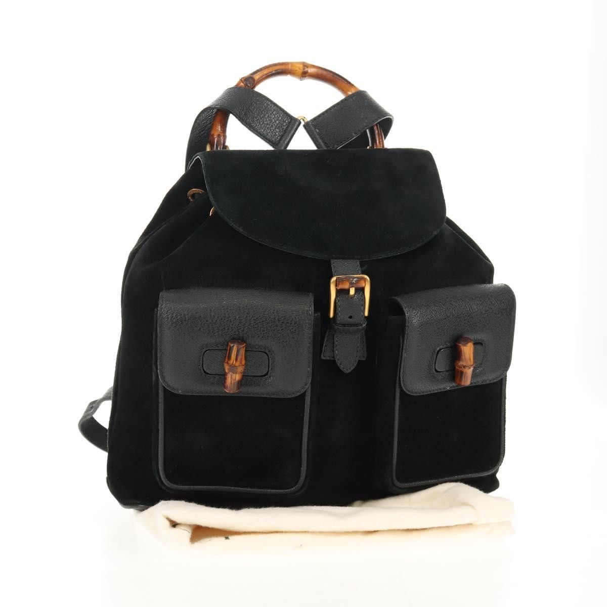Gucci Gucci Vintage Bamboo Backpack Suede Size ONE SIZE - 13 Thumbnail