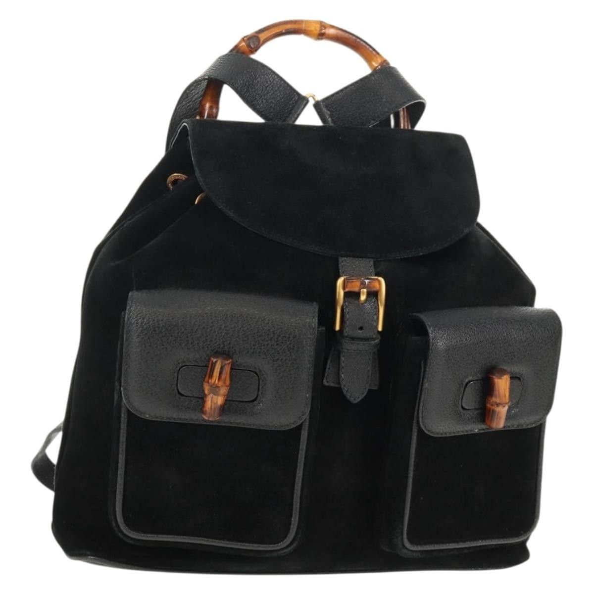 Gucci Gucci Vintage Bamboo Backpack Suede Size ONE SIZE - 19 Thumbnail