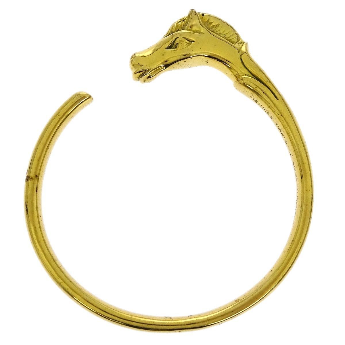 Hermes Hermes Horse Head Bangle Gold Plated Metal Size ONE SIZE - 2 Thumbnail