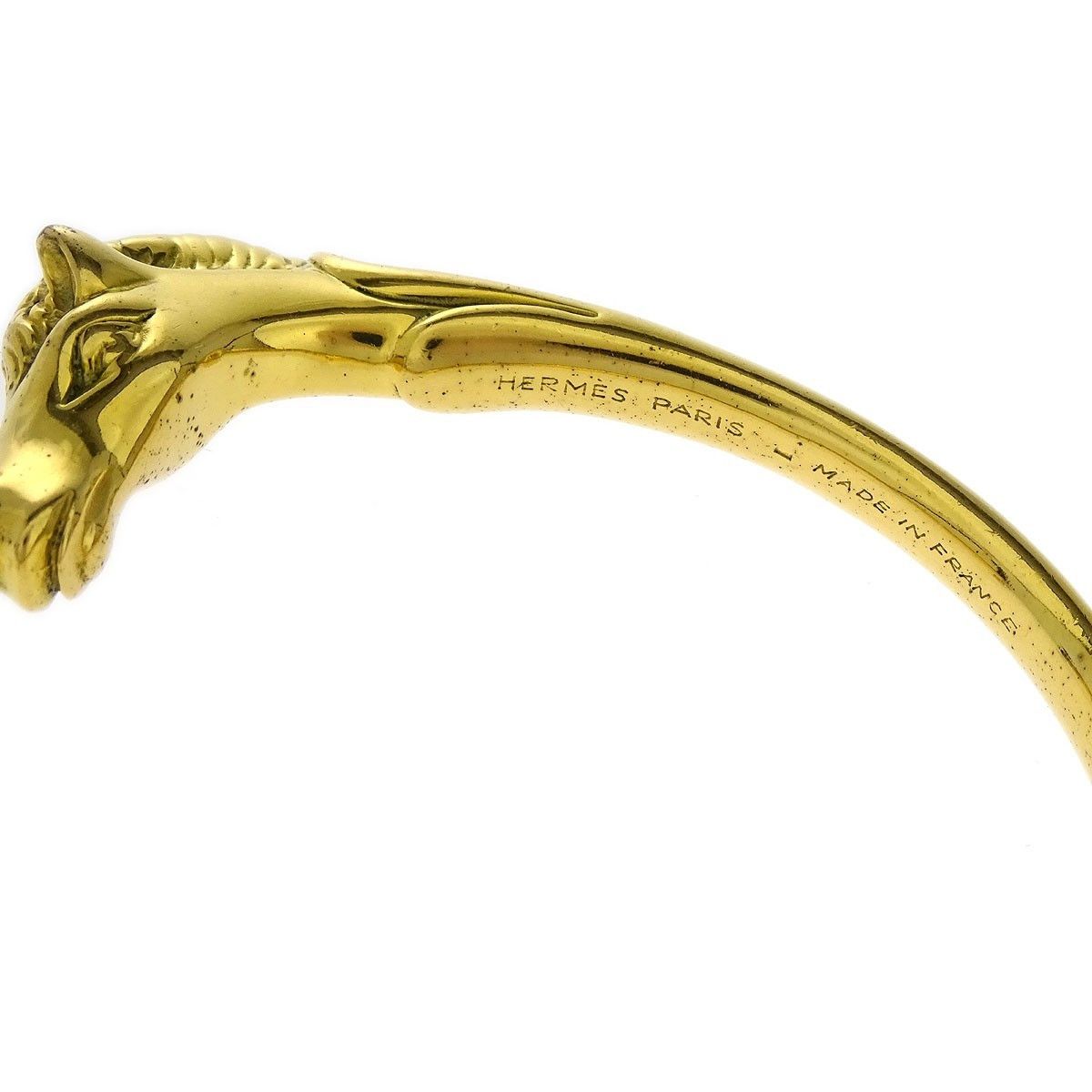 Hermes Hermes Horse Head Bangle Gold Plated Metal Size ONE SIZE - 4 Thumbnail