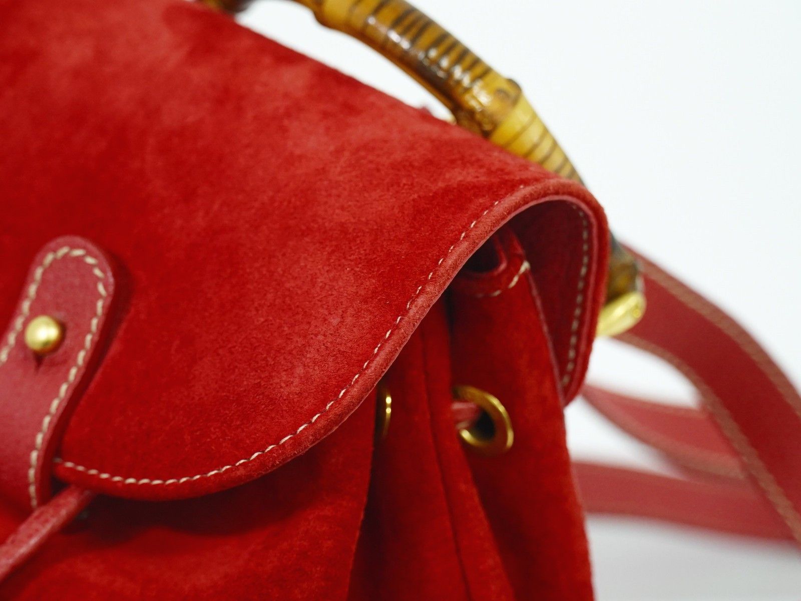 Gucci Gucci Vintage Bamboo Backpack Suede Size ONE SIZE - 13 Thumbnail