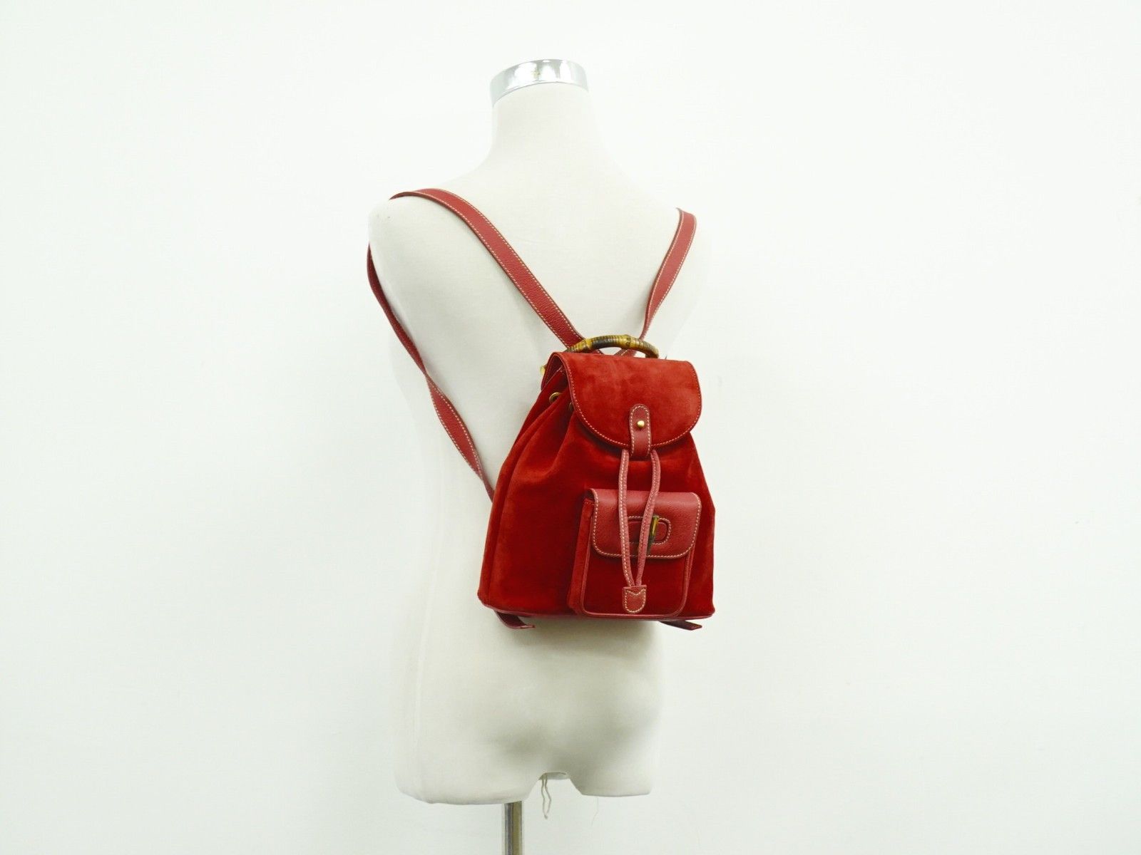 Gucci Gucci Vintage Bamboo Backpack Suede Size ONE SIZE - 9 Thumbnail
