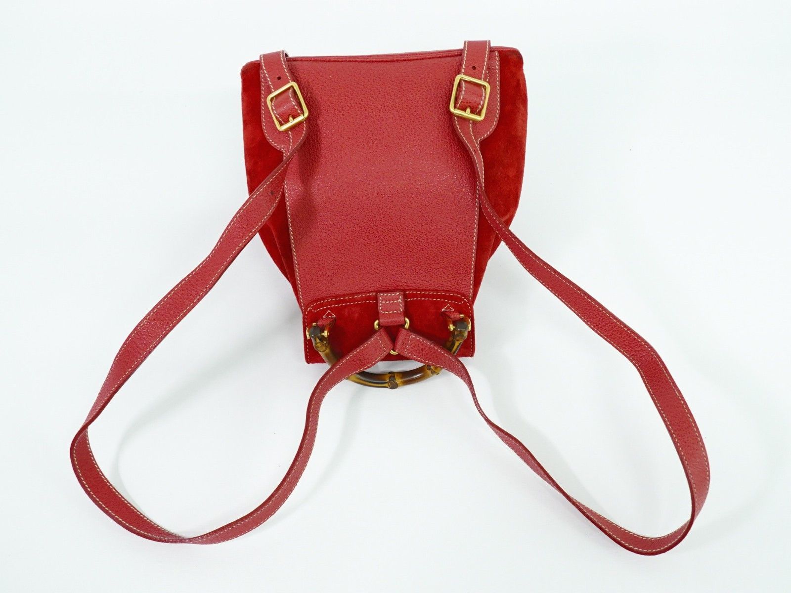 Gucci Gucci Vintage Bamboo Backpack Suede Size ONE SIZE - 11 Thumbnail
