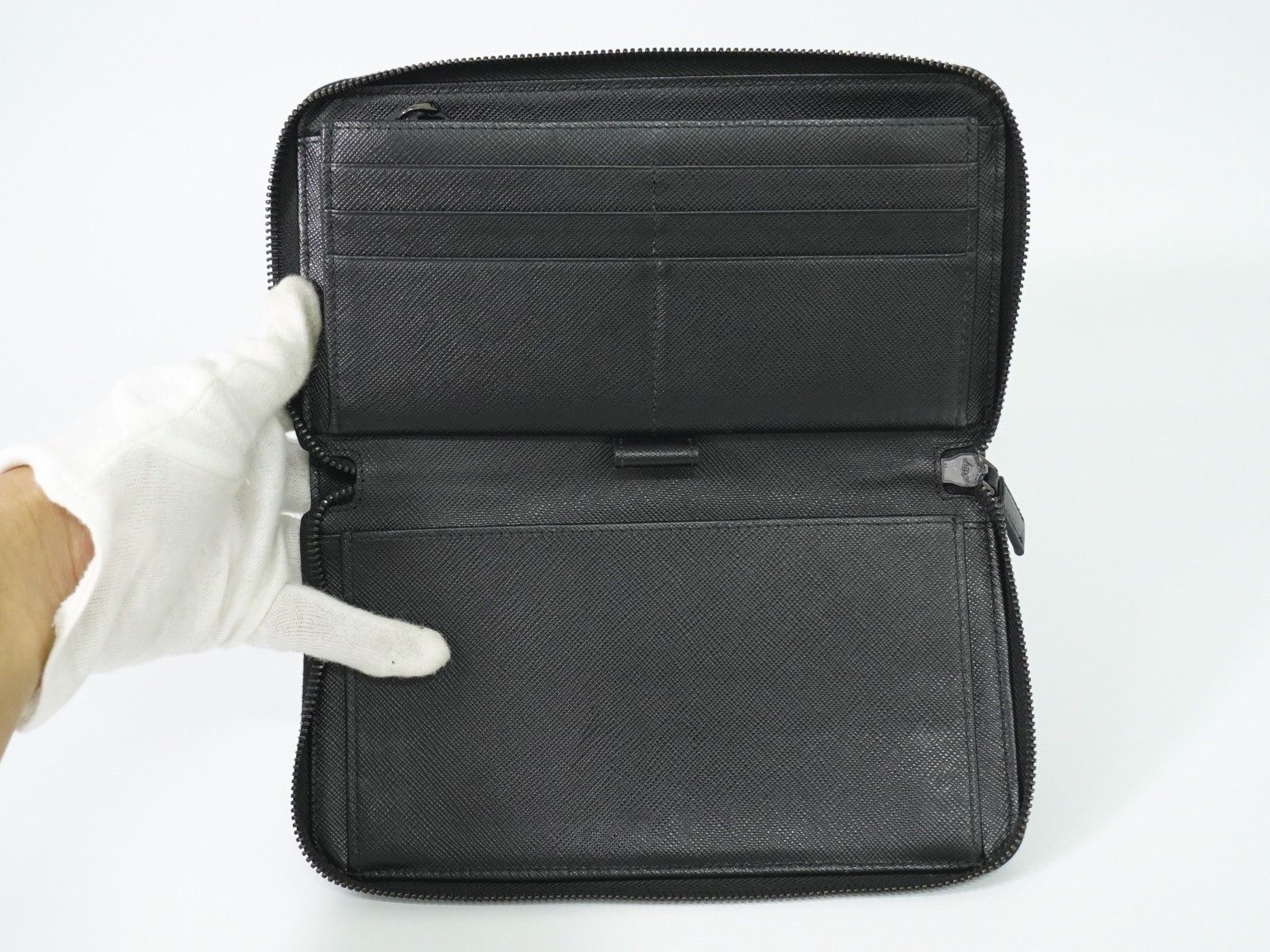 Prada Prada Zip Around Tab Wallet Saffiano Leather Size ONE SIZE - 3 Thumbnail