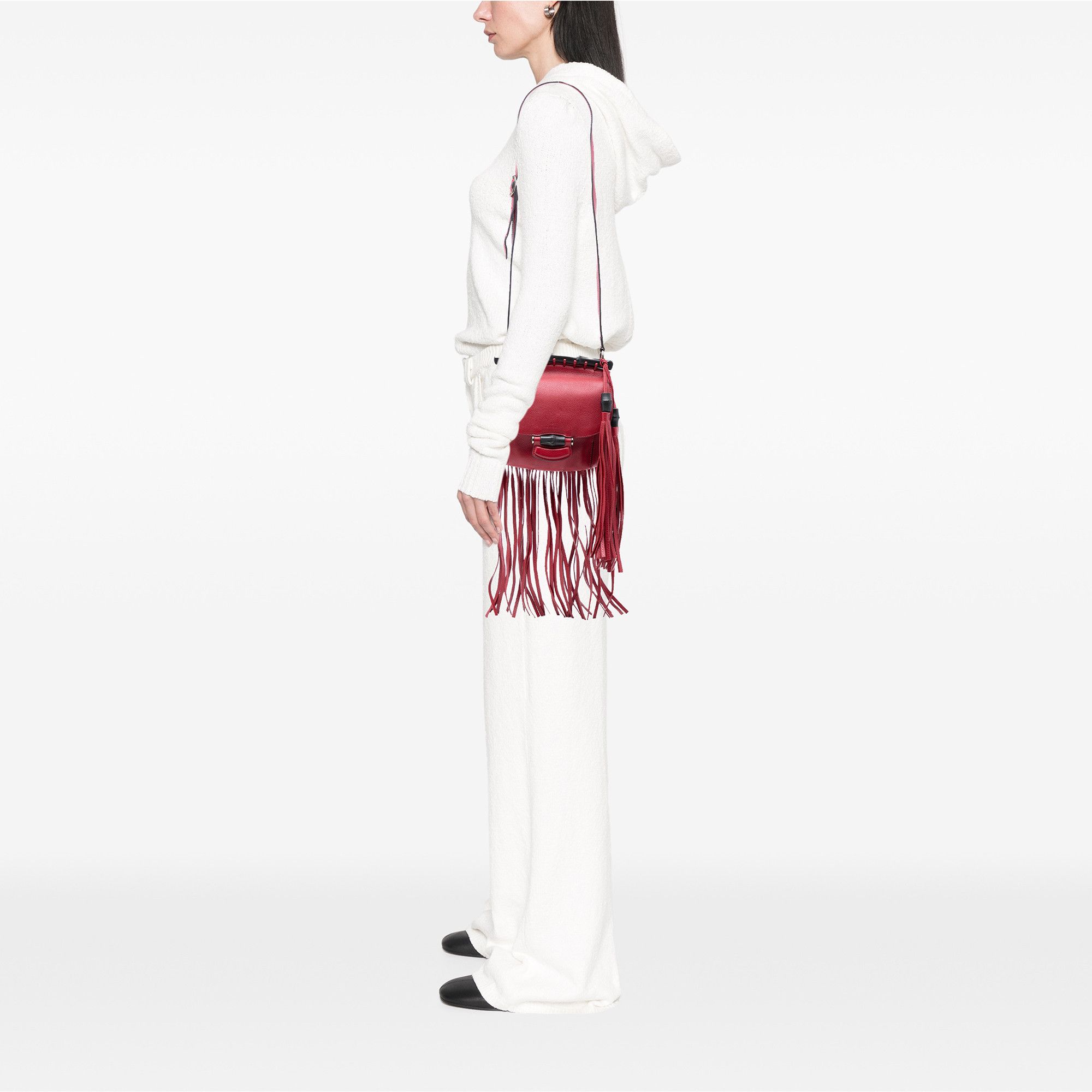 Gucci Gucci Small Suede Bamboo Nouveau Fringe Crossbody Size ONE SIZE - 6 Thumbnail