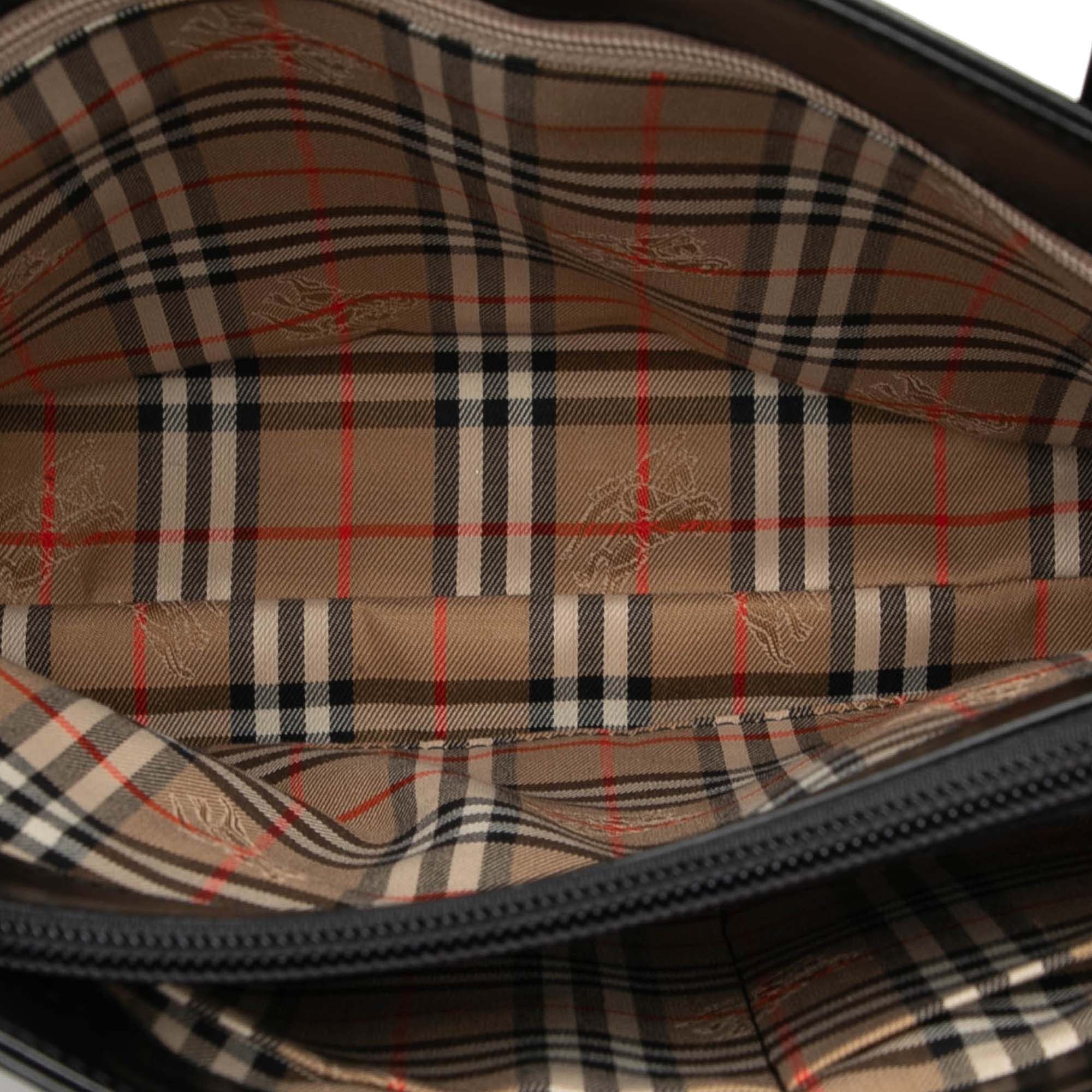 Burberry Burberry House Check Trimmed Leather Handbag Size ONE SIZE - 4 Thumbnail