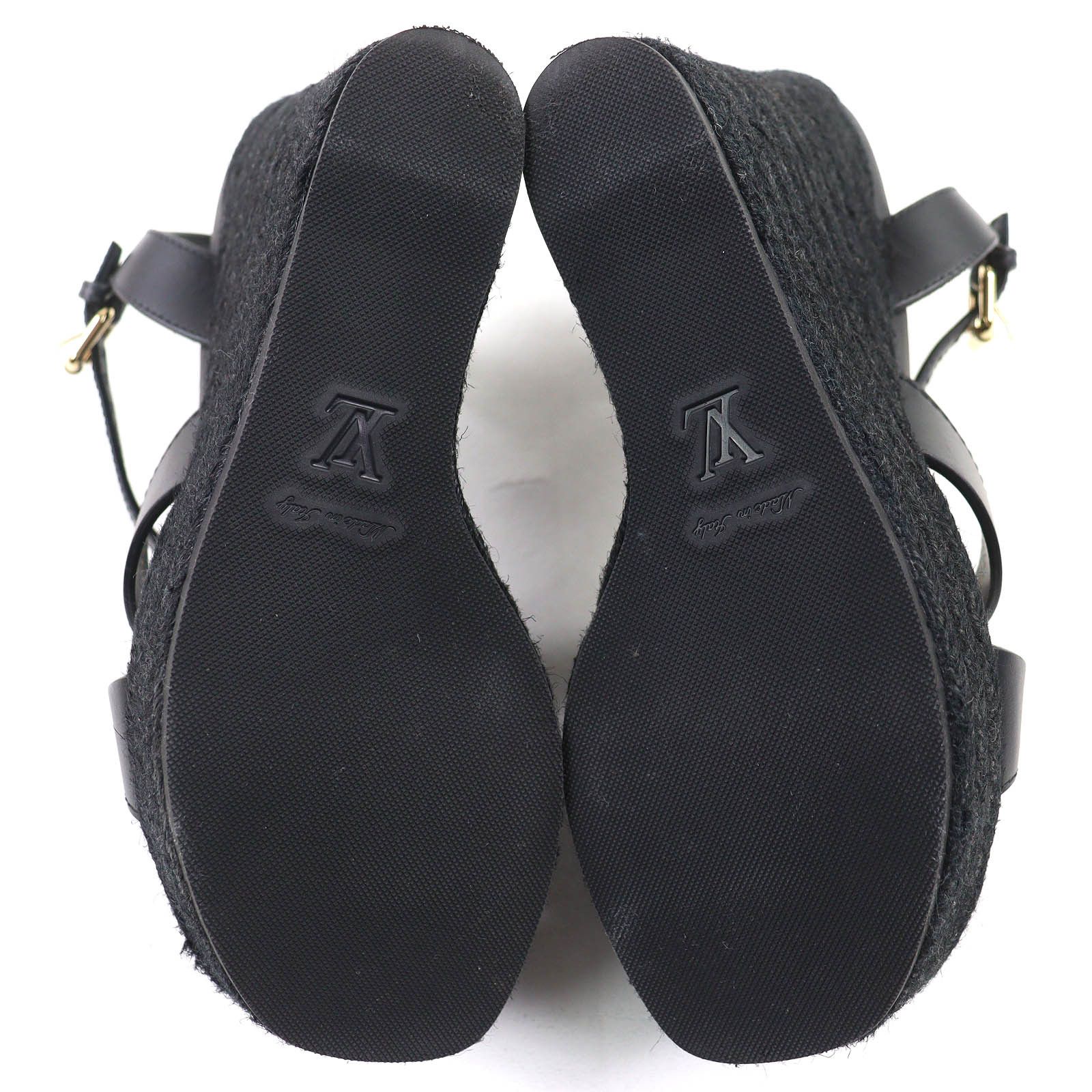 Louis Vuitton Louis Vuitton Louis Vuitton Espadrille Wedge Sandals Leather Shoes DUTY FREE for USA Size ONE SIZE - 8 Thumbnail