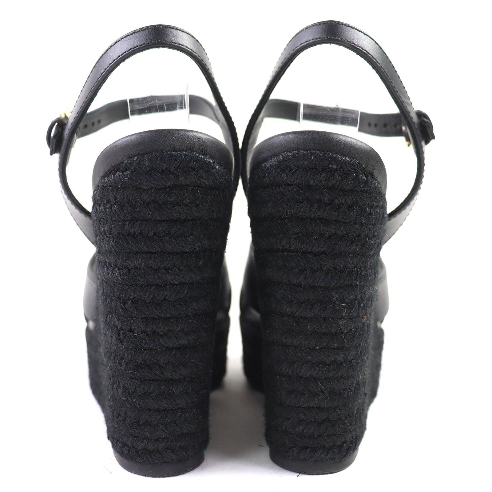 Louis Vuitton Louis Vuitton Louis Vuitton Espadrille Wedge Sandals Leather Shoes DUTY FREE for USA Size ONE SIZE - 5 Thumbnail