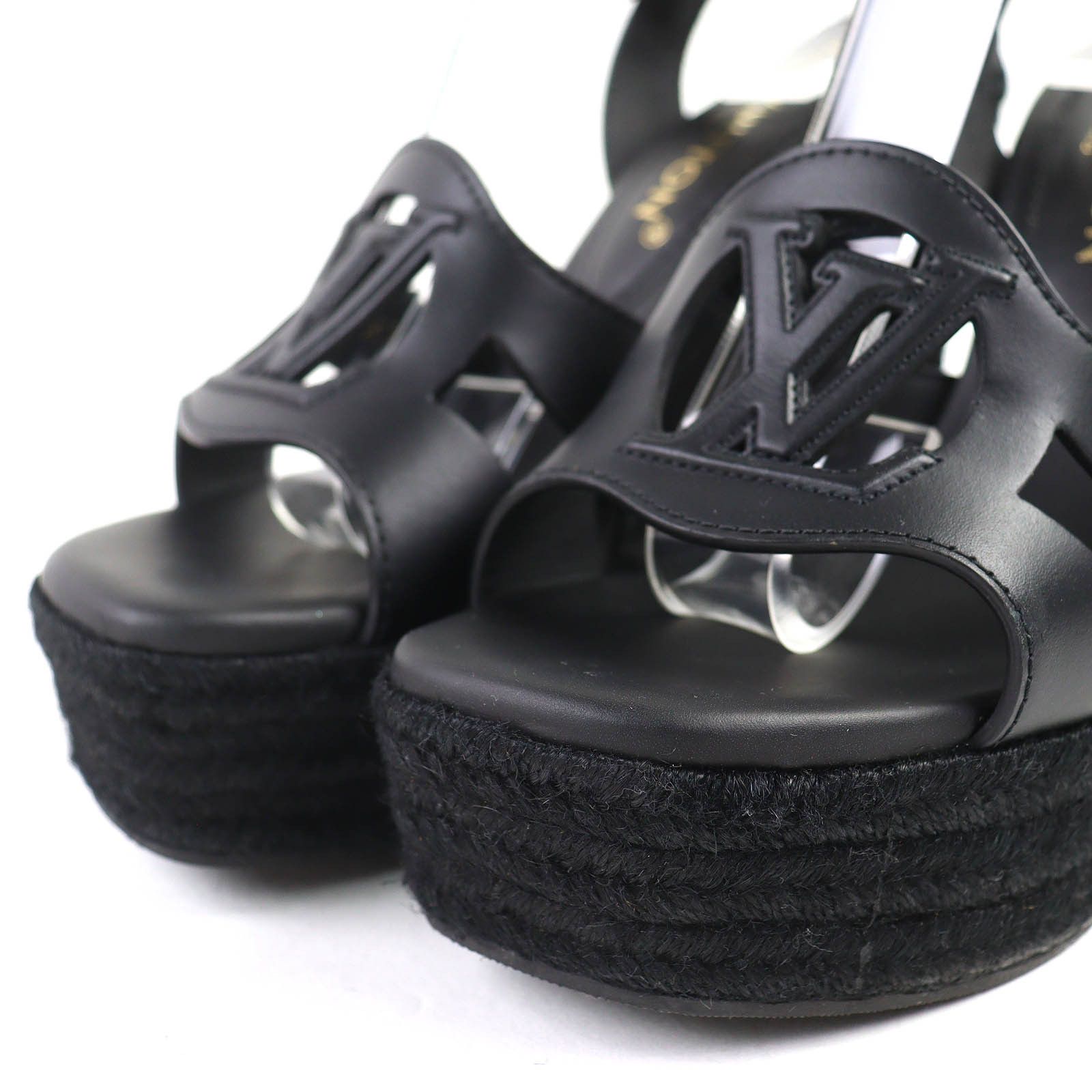 Louis Vuitton Louis Vuitton Louis Vuitton Espadrille Wedge Sandals Leather Shoes DUTY FREE for USA Size ONE SIZE - 6 Thumbnail