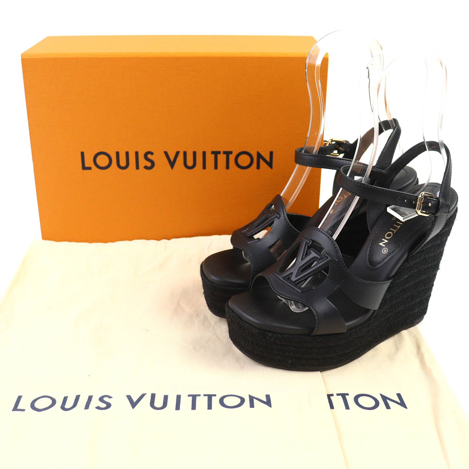 Louis Vuitton Louis Vuitton Louis Vuitton Espadrille Wedge Sandals Leather Shoes DUTY FREE for USA Size ONE SIZE - 2 Thumbnail