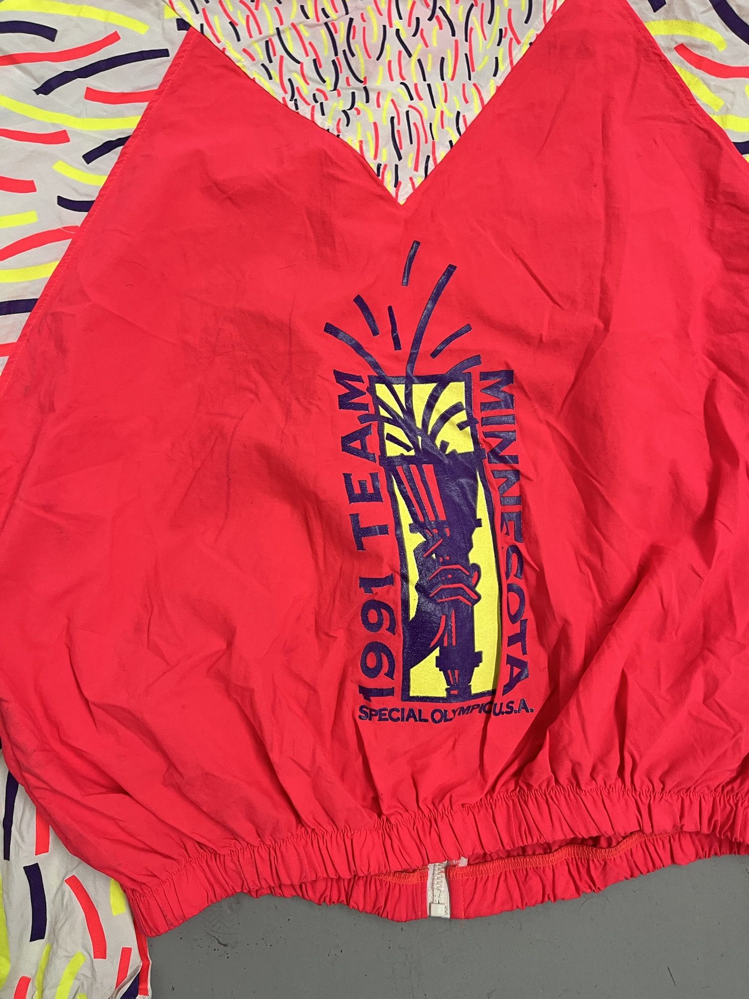 Vintage Vintage 1991 Special Olympics Confetti Windberaker Size L Size US L / EU 52-54 / 3 - 4 Thumbnail