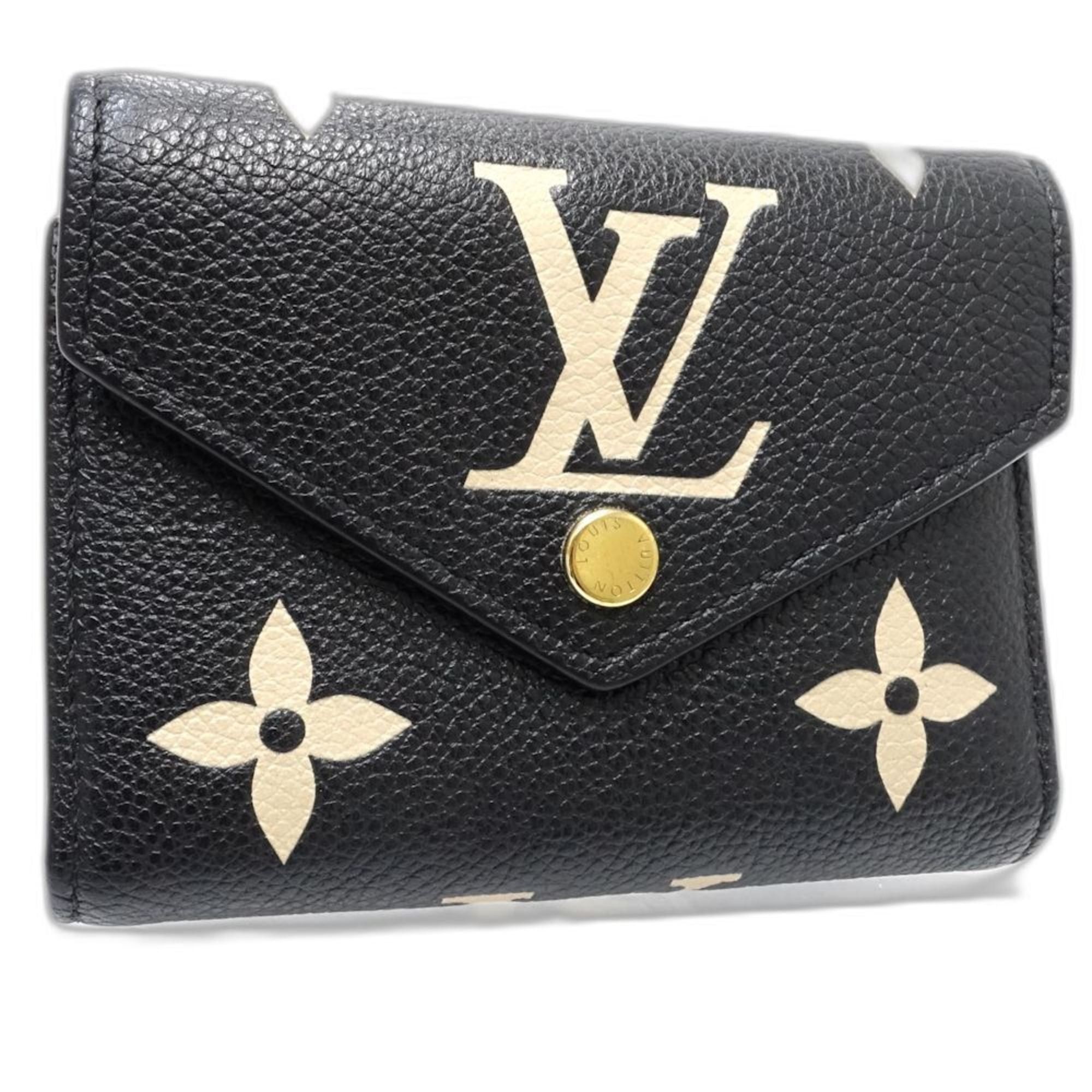 Louis Vuitton Louis Vuitton Tri-fold Wallet M80968 Portefeuille Victorine Monogram Bicolor Empreinte Noir Women's 181729 Size ONE SIZE - 2 Thumbnail