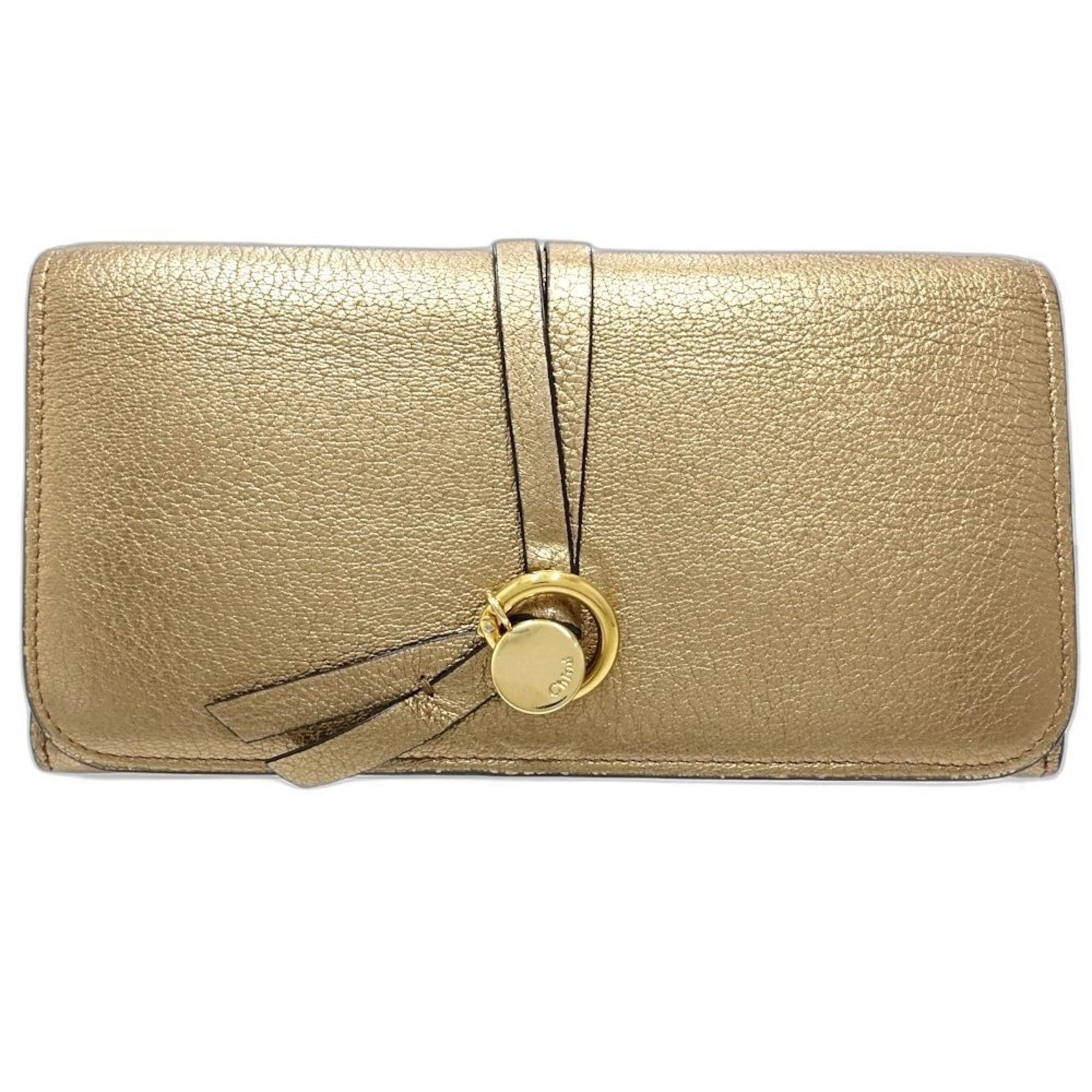 Chloe Chloé Chloe Alphabet Long Wallet 4SH0819 Leather Merlic Gold Women's 181692 Size ONE SIZE - 2 Thumbnail