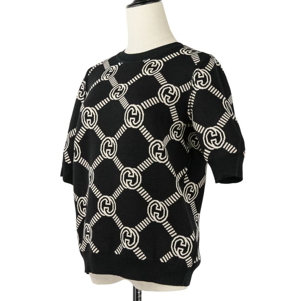 Gucci Gucci Gucci Interlocking GG Reversible Knit Short Sleeve Top Cotton Tops 678310 DUTY FREE for USA Size ONE SIZE - 4 Thumbnail