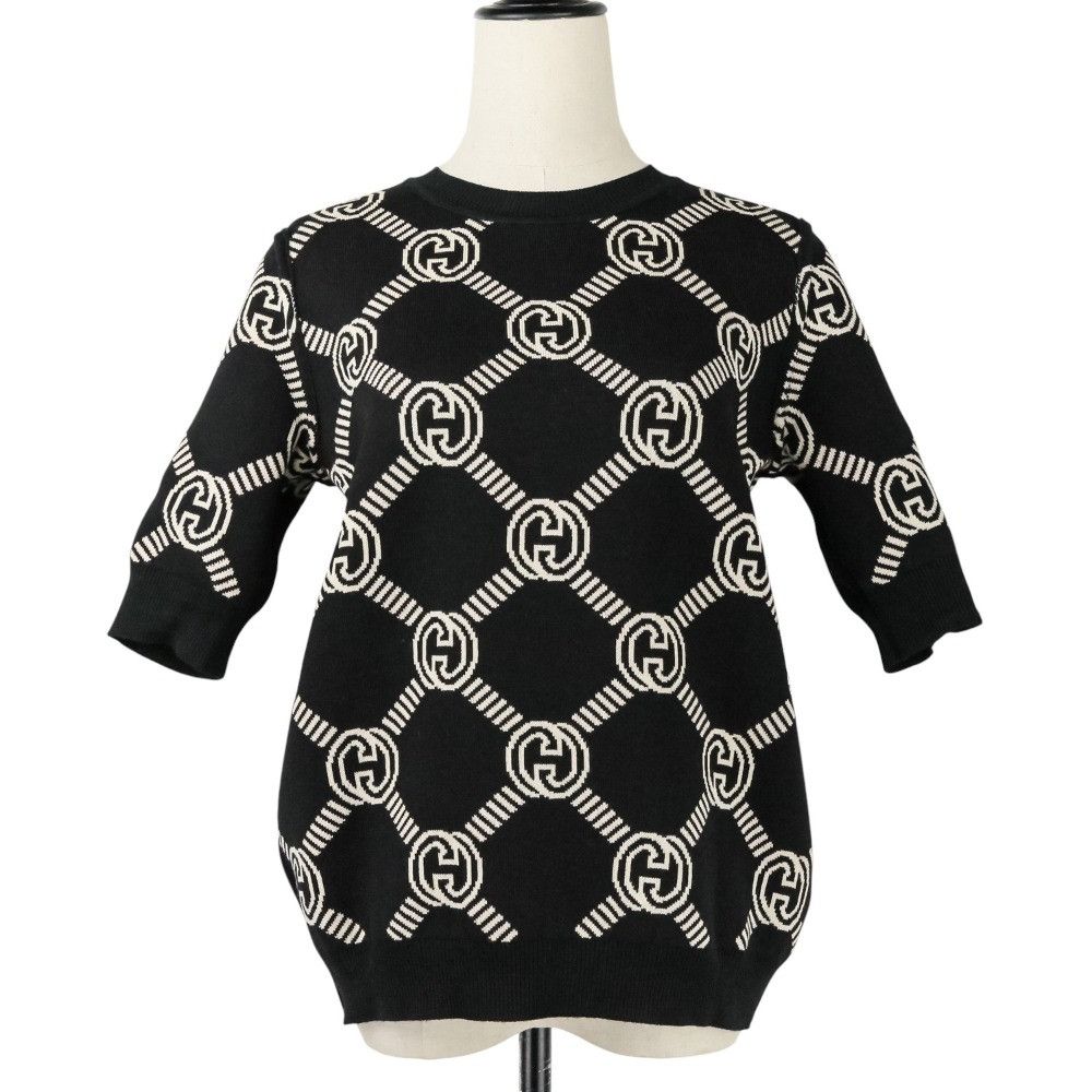 Gucci Gucci Gucci Interlocking GG Reversible Knit Short Sleeve Top Cotton Tops 678310 DUTY FREE for USA Size ONE SIZE - 2 Thumbnail