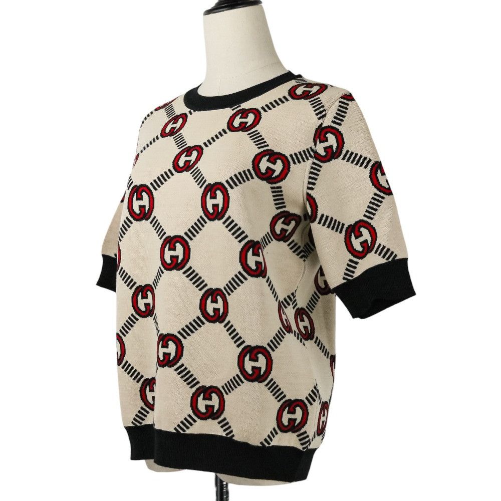 Gucci Gucci Gucci Interlocking GG Reversible Knit Short Sleeve Top Cotton Tops 678310 DUTY FREE for USA Size ONE SIZE - 3 Thumbnail