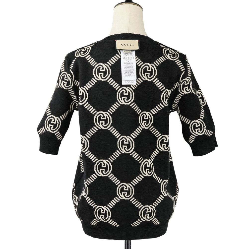 Gucci Gucci Gucci Interlocking GG Reversible Knit Short Sleeve Top Cotton Tops 678310 DUTY FREE for USA Size ONE SIZE - 9 Thumbnail