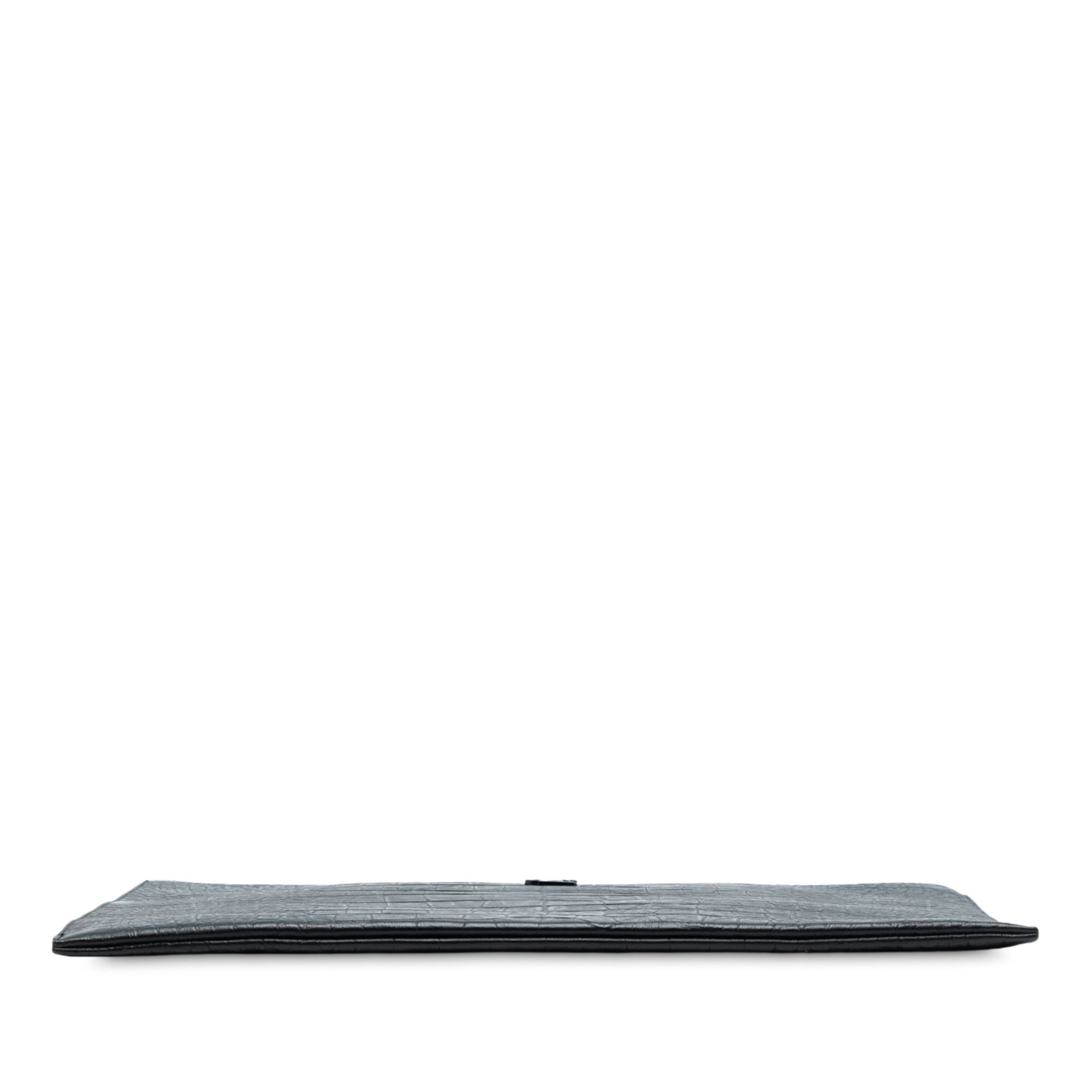Yves Saint Laurent Yves Saint Laurent Croc Embossed Leather Monogram Clutch Size ONE SIZE - 3 Thumbnail