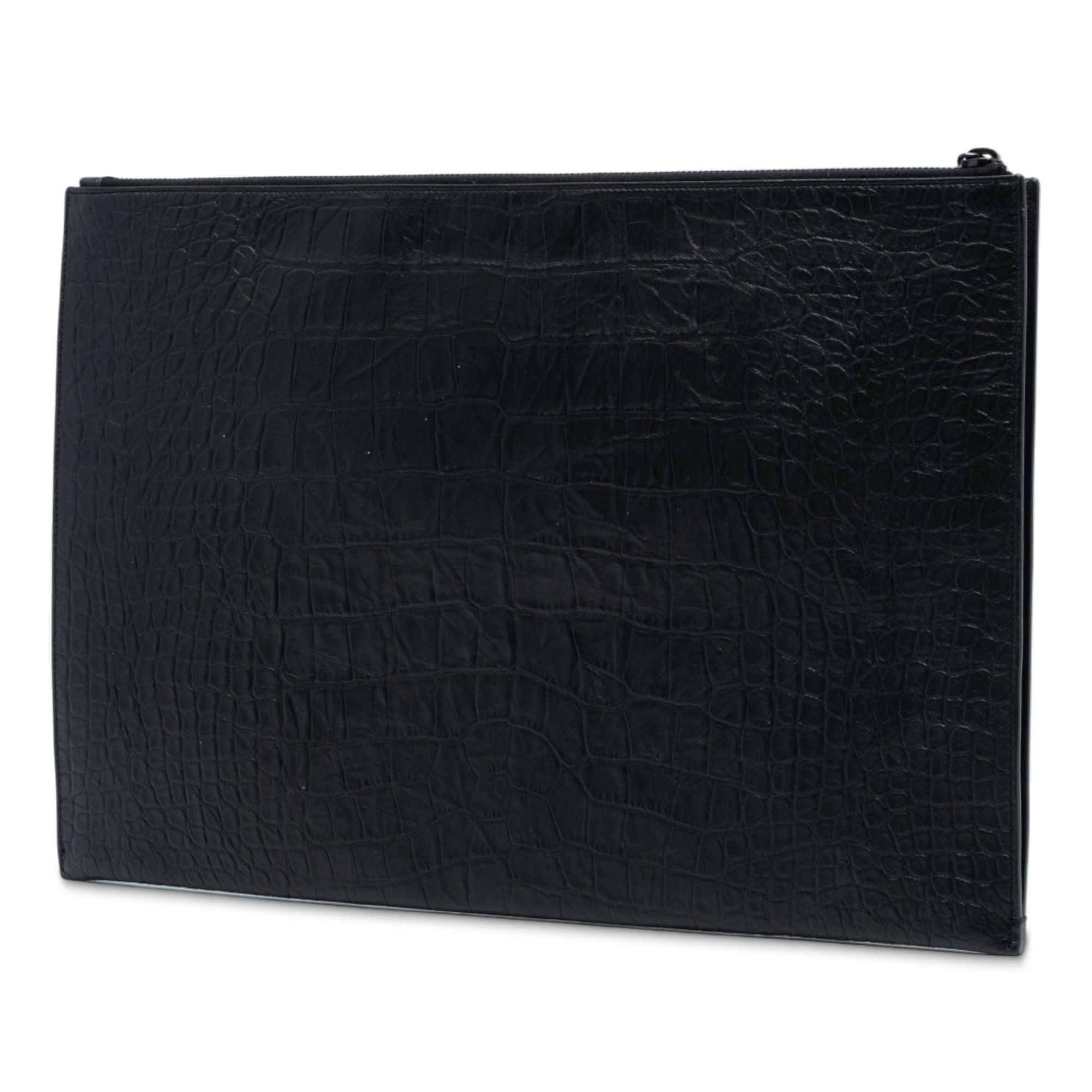 Yves Saint Laurent Yves Saint Laurent Croc Embossed Leather Monogram Clutch Size ONE SIZE - 2 Thumbnail