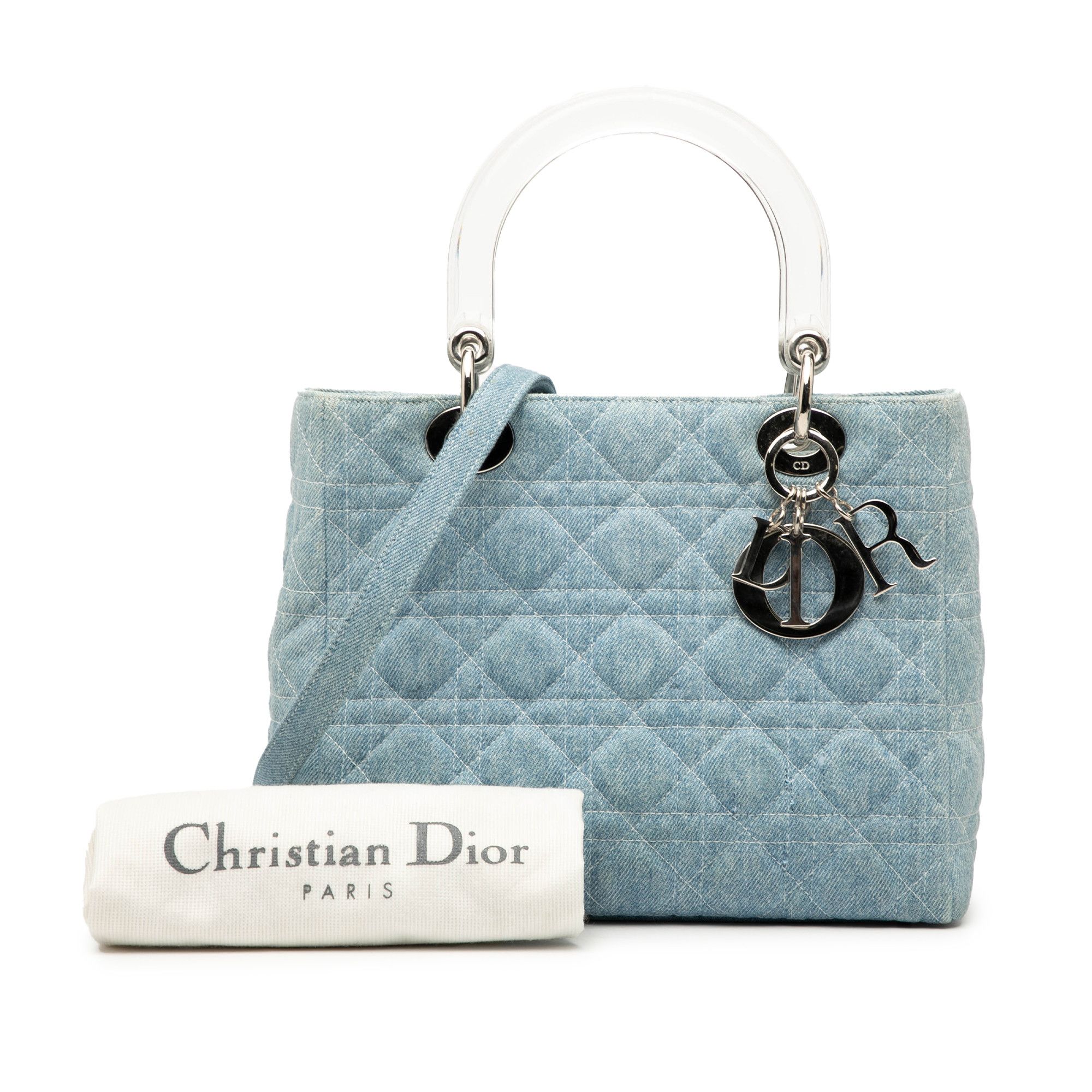 Dior Dior Medium Denim Cannage Acrylic Handles Lady Dior Size ONE SIZE - 8 Thumbnail
