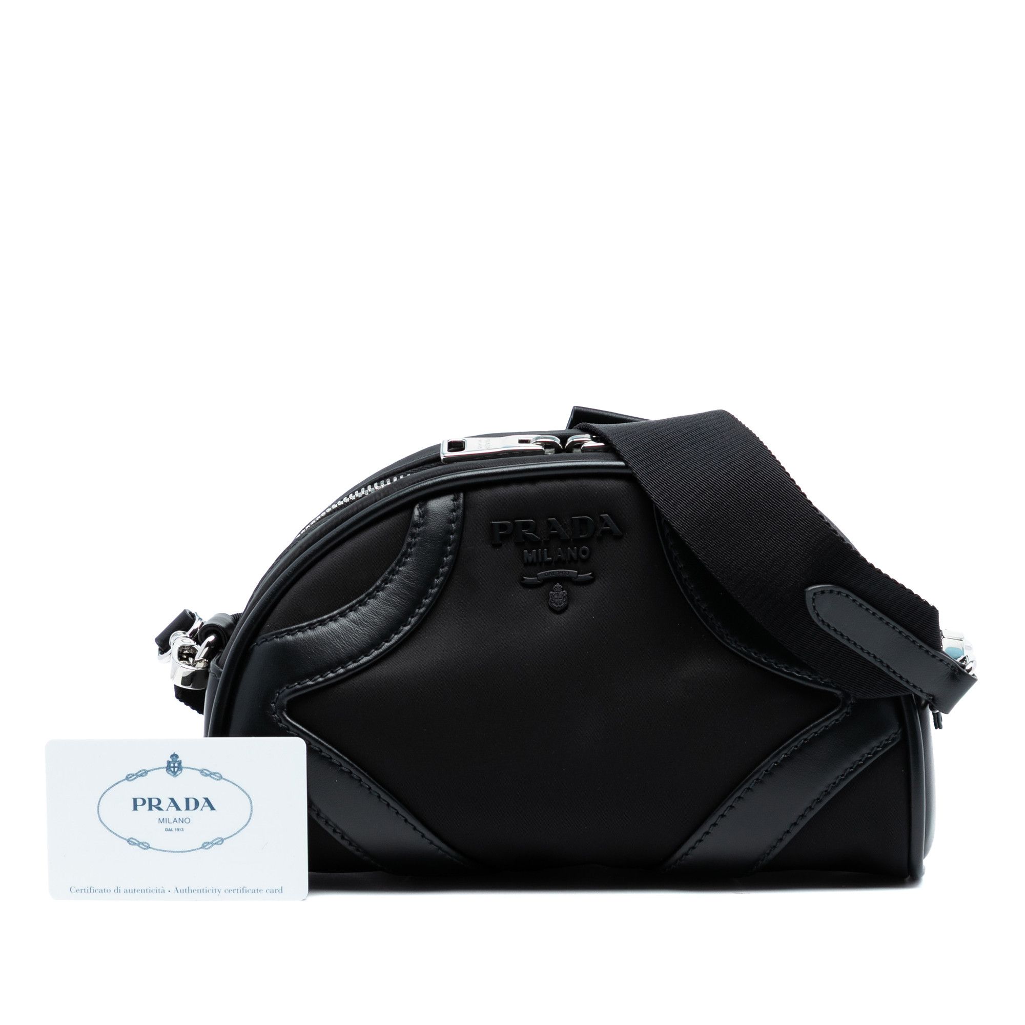 Prada Prada Soft Calf Trimmed Tessuto Bowling Crossbody Size ONE SIZE - 7 Thumbnail