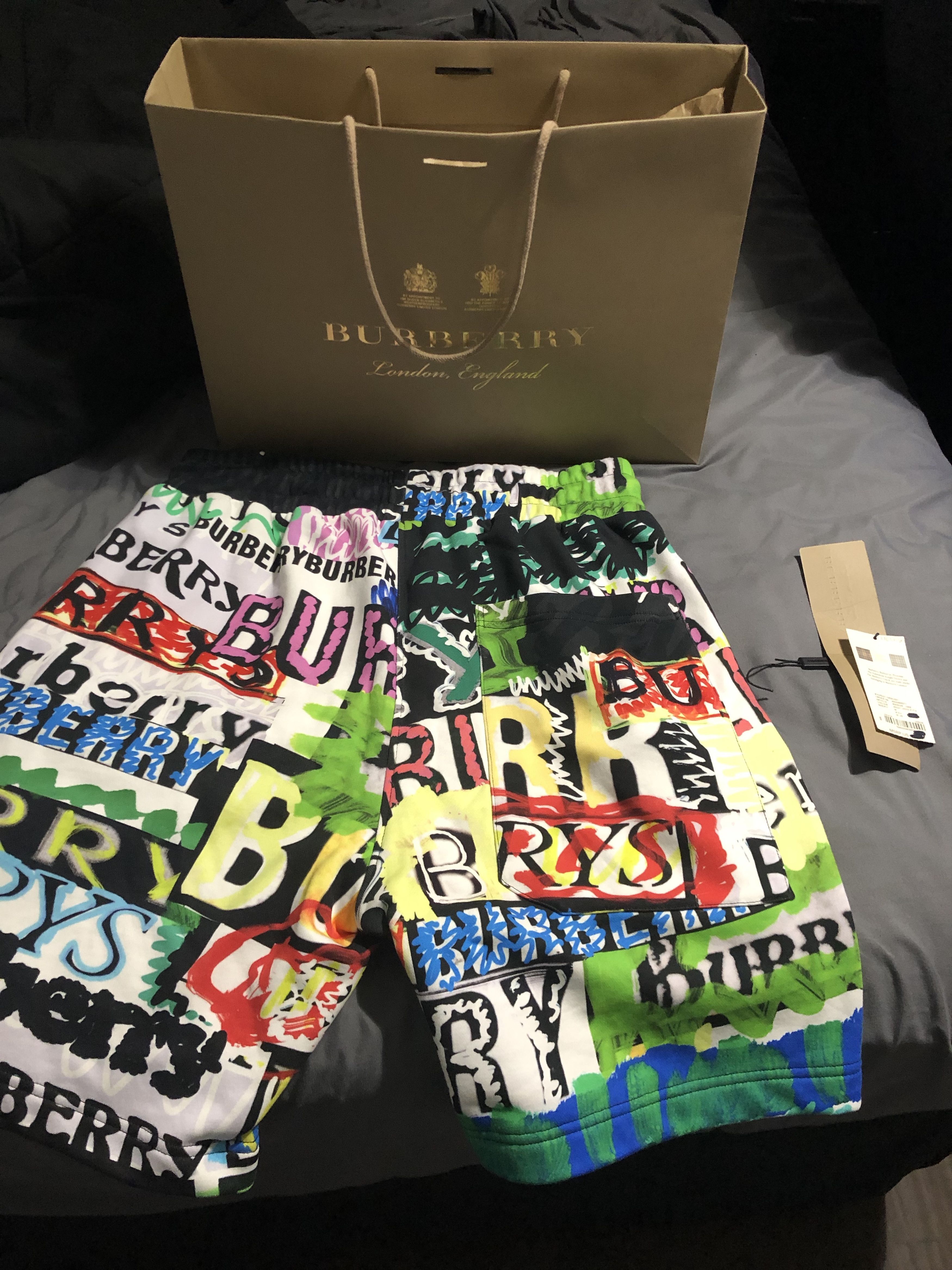 Burberry graffiti shorts on sale