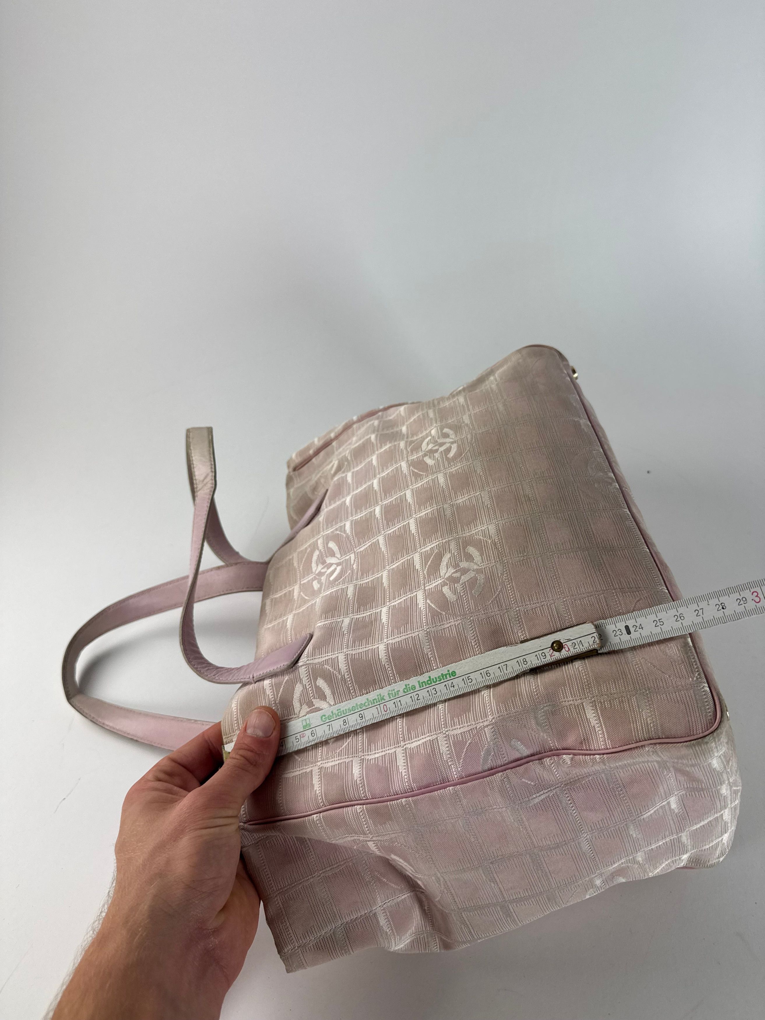 Chanel Vintage Canvas Leather Tote Bag Pink White Size ONE SIZE - 10 Thumbnail