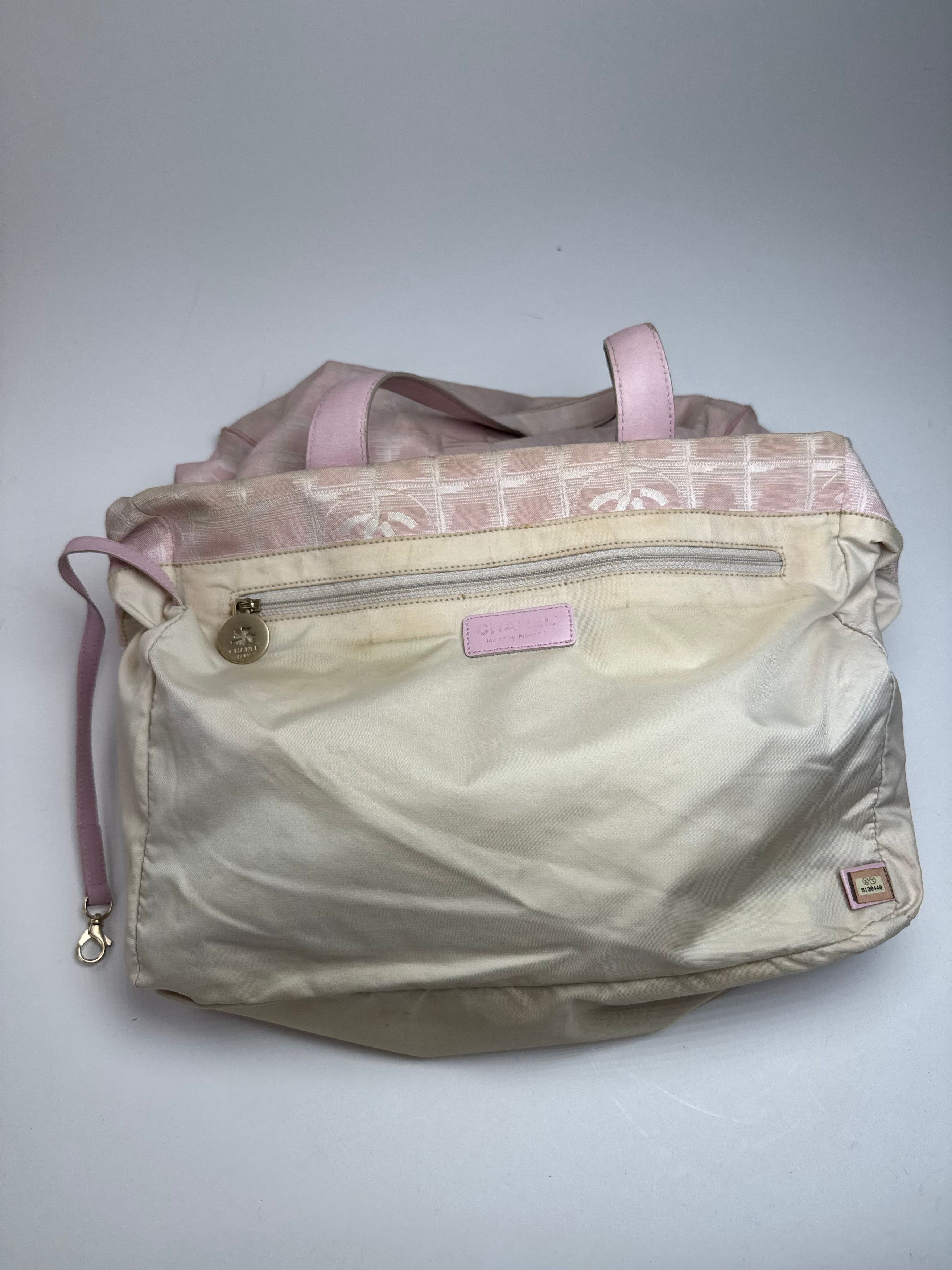 Chanel Vintage Canvas Leather Tote Bag Pink White Size ONE SIZE - 3 Thumbnail