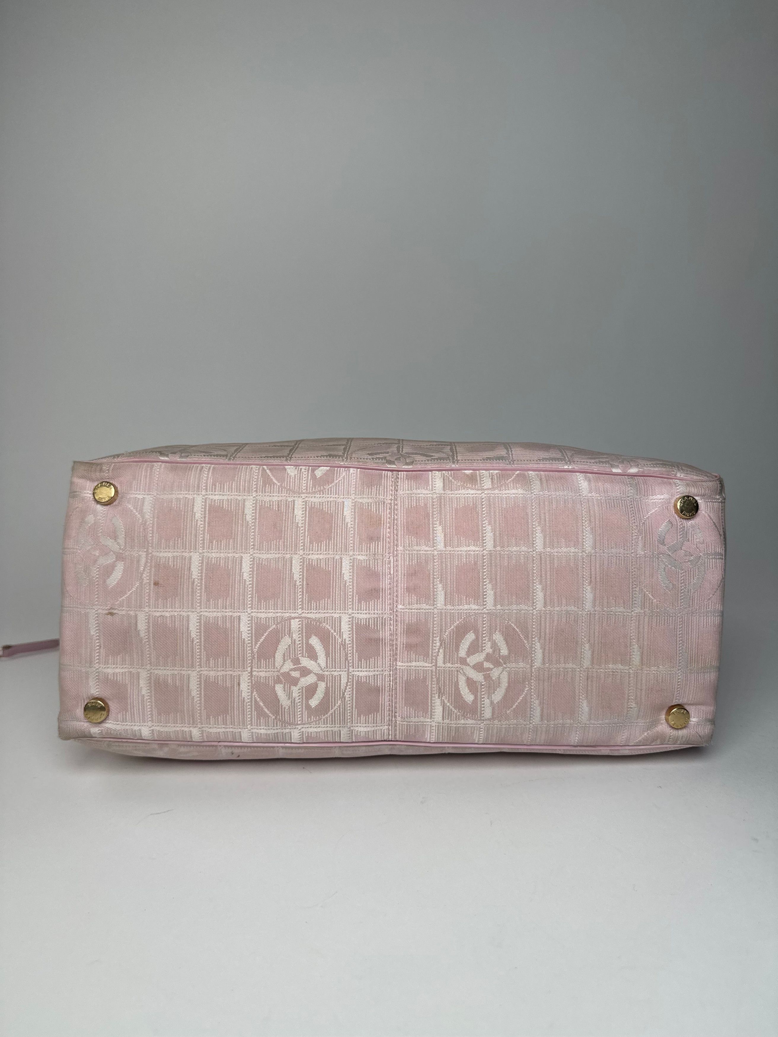 Chanel Vintage Canvas Leather Tote Bag Pink White Size ONE SIZE - 11 Thumbnail