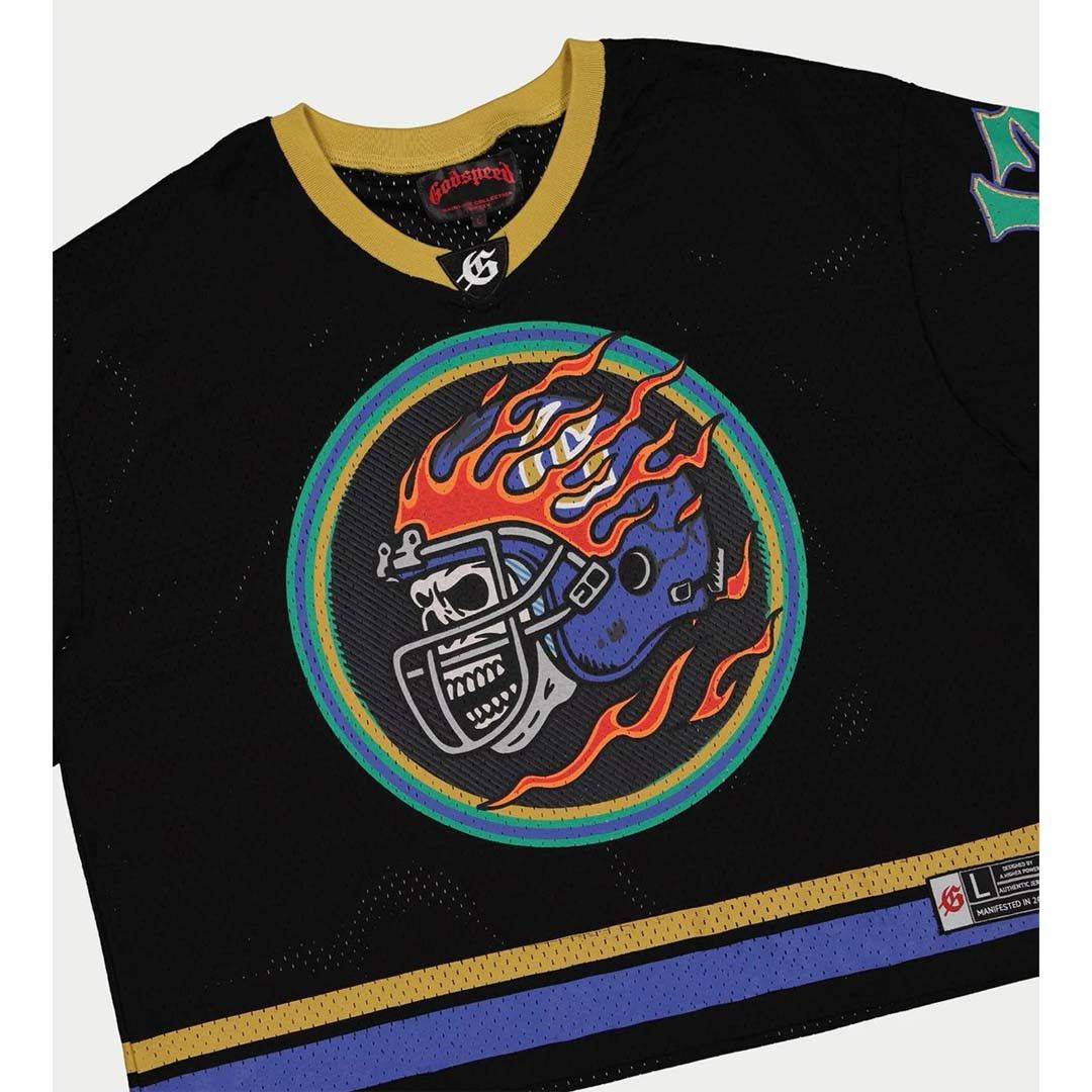 Godspeed First Down Jersey Tee Black Yellow Blue Boxy Size US XXL / EU 58 / 5 - 3 Thumbnail