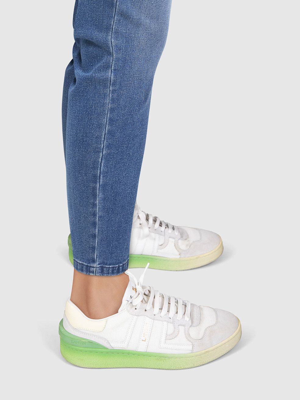 Lanvin White & Green Suede Ombré Lace Up Trainers Size US 8 / IT 38 - 2 Thumbnail