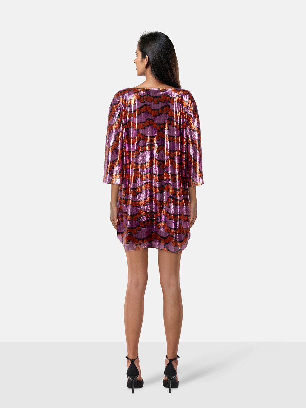 La DoubleJ Purple & Red Sequin Snake Pattern Dress Size L / US 10 / IT 46 - 2 Thumbnail