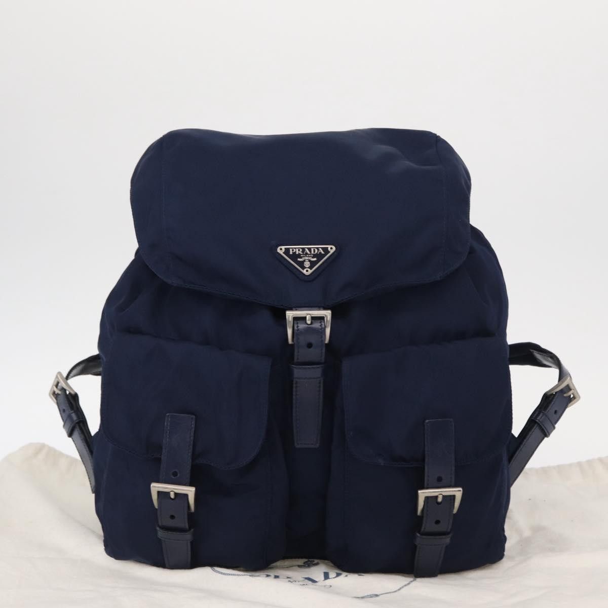 Prada Prada Vela Double Front Pocket Backpack Tessuto with Saffiano Leather Size ONE SIZE - 15 Thumbnail
