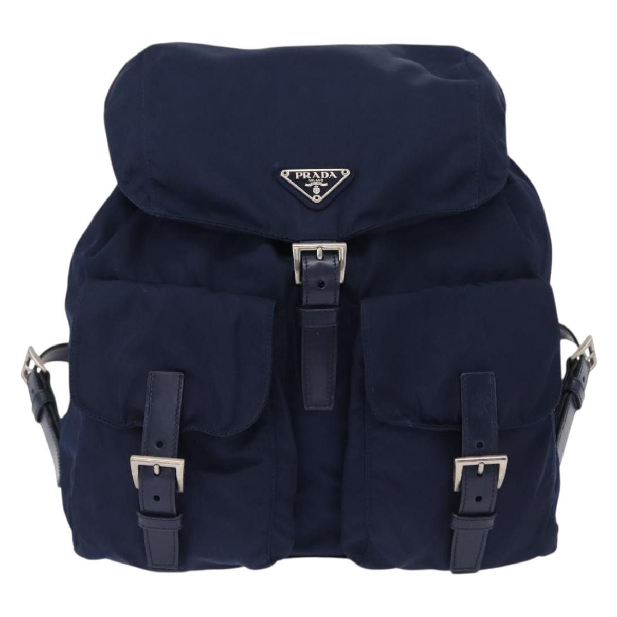Prada Prada Vela Double Front Pocket Backpack Tessuto with Saffiano Leather Size ONE SIZE - 18 Thumbnail