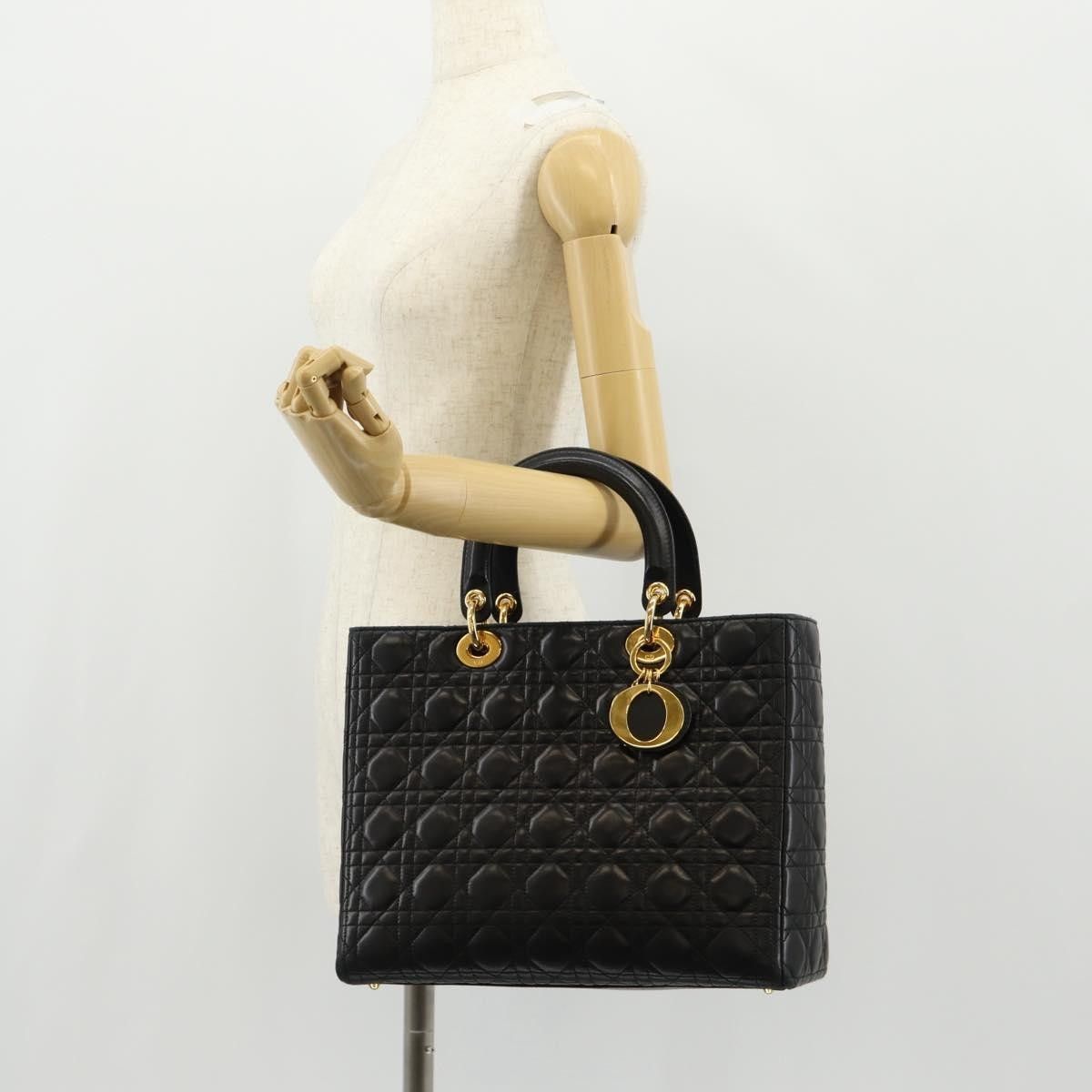 Dior Christian Dior Vintage Lady Dior Bag Cannage Quilt Lambskin Size ONE SIZE - 16 Thumbnail